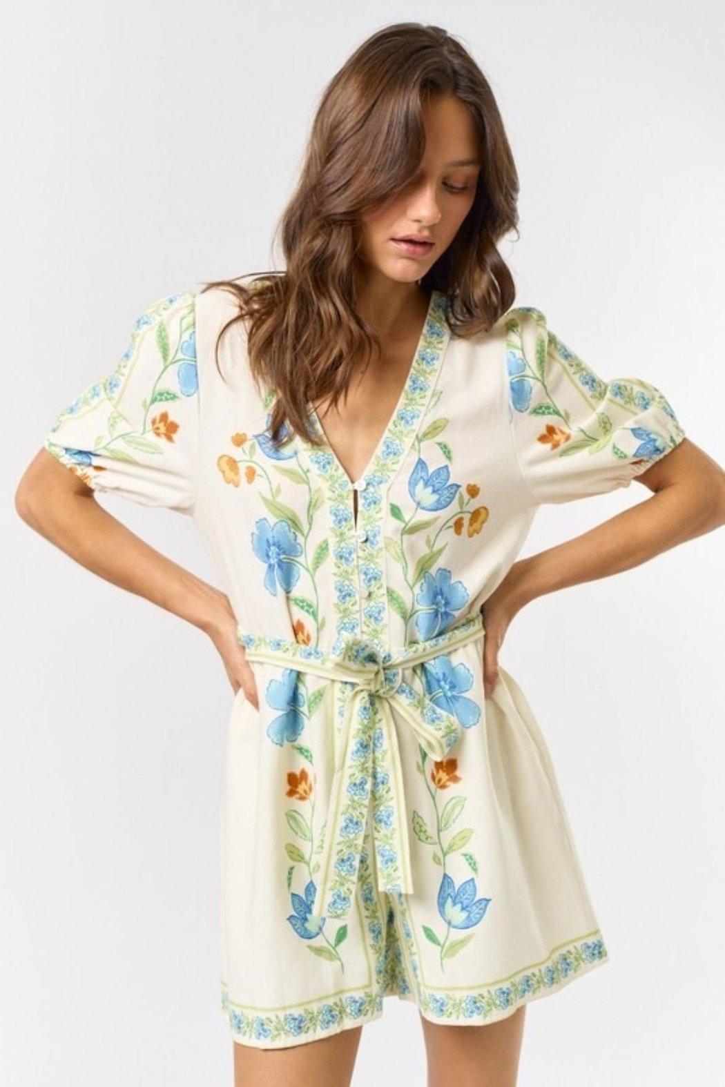 Button-Down Floral Romper Product Image