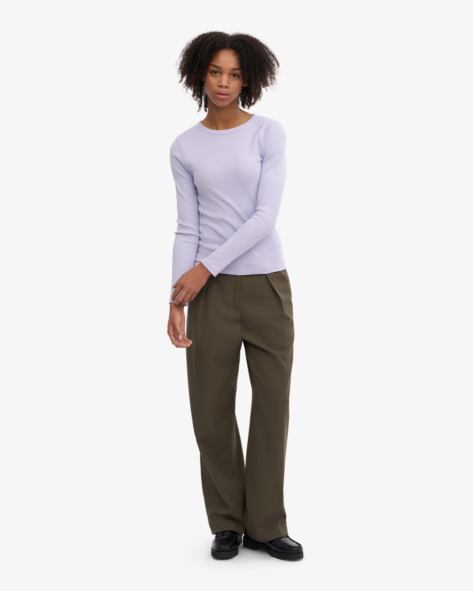 Women Organic Rib LS T-Shirt - Soft Lavender Product Image