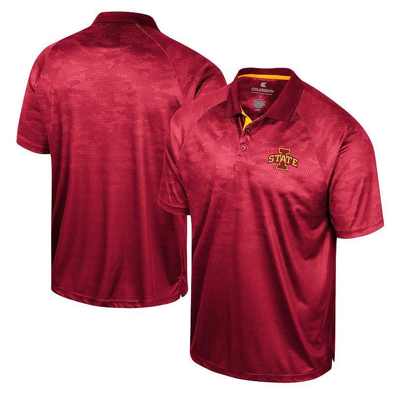 Men's Colosseum Cardinal Iowa State Cyclones Honeycomb Raglan Polo,  Product Image