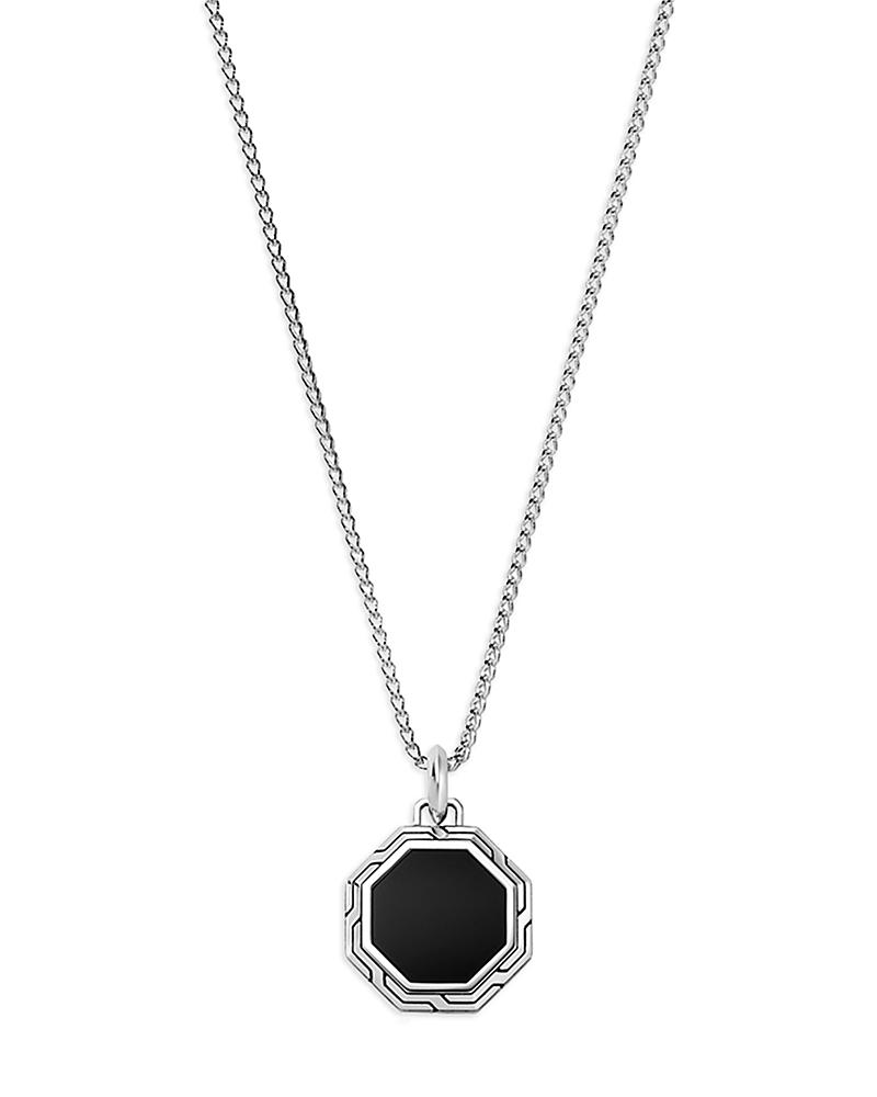 John Hardy Mens Sterling Silver Onyx Pendant Necklace, 22 Product Image