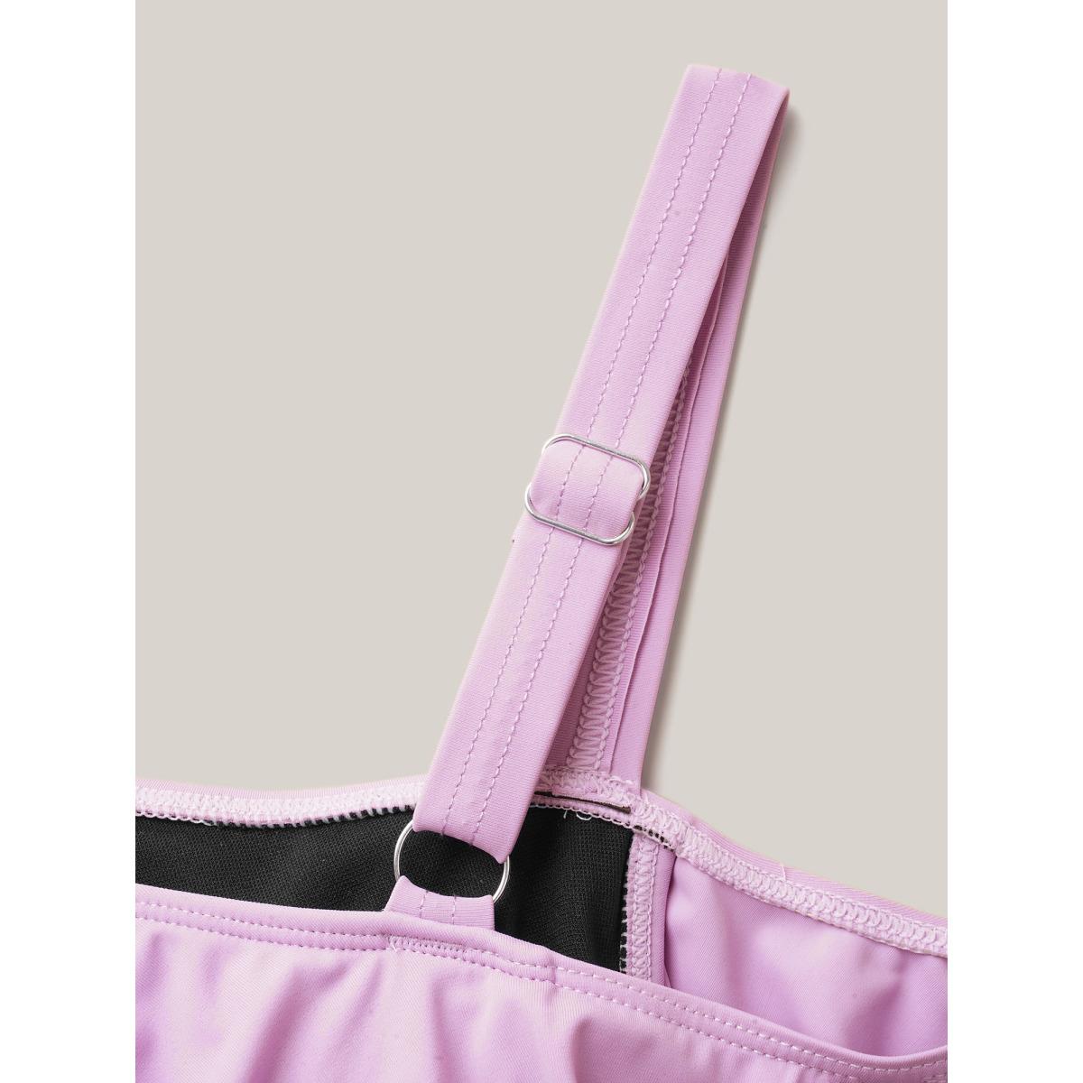 Plus Size Cold-Shoulder Ruffled One-Piece Swimsuit Women's Swimwear Lilac Beach Gathered Curve Bathing Suits High stretch One Pieces BloomChic 28/5X Product Image