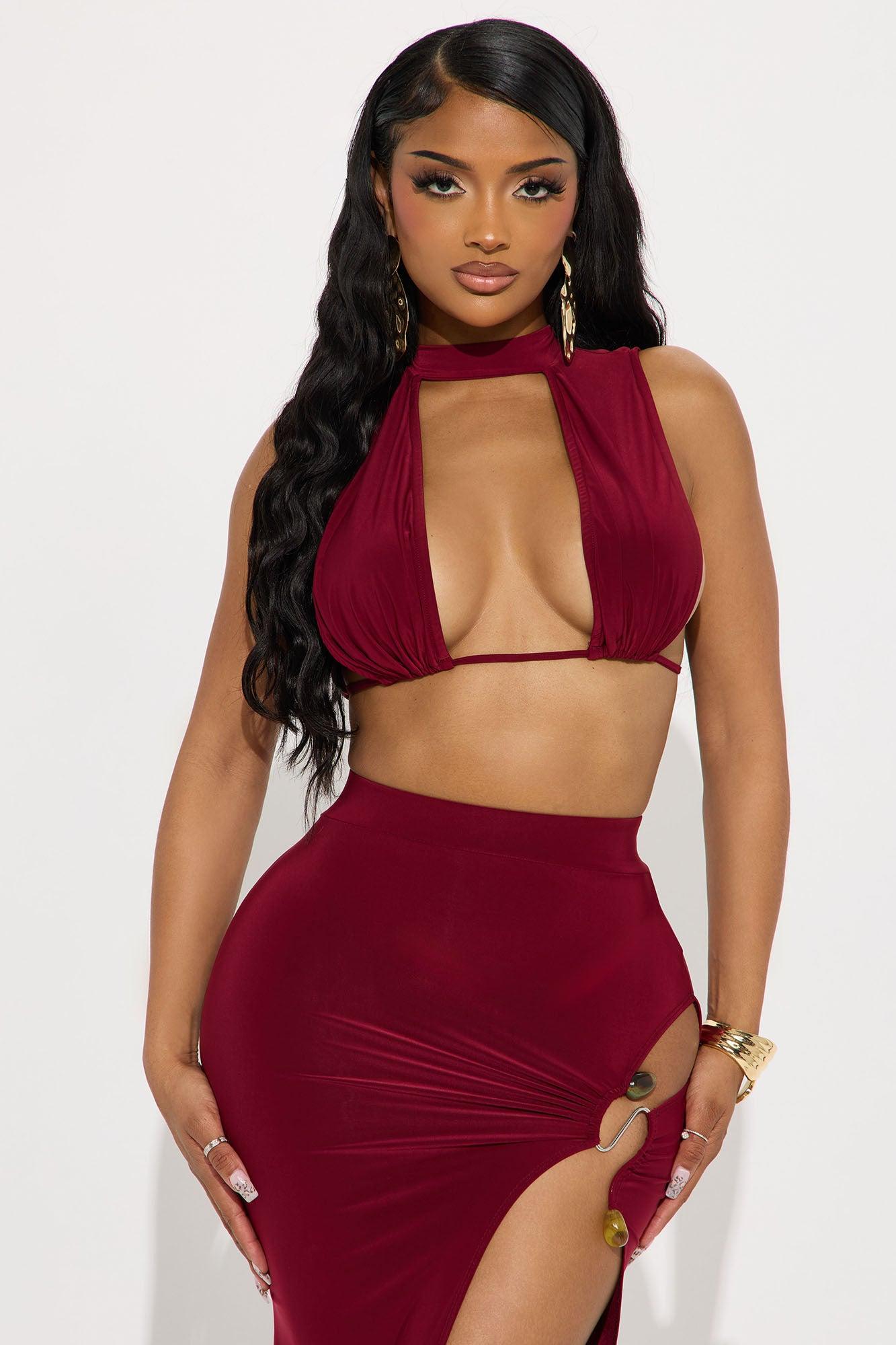 Angelina Venezia Maxi Skirt Set - Burgundy Product Image