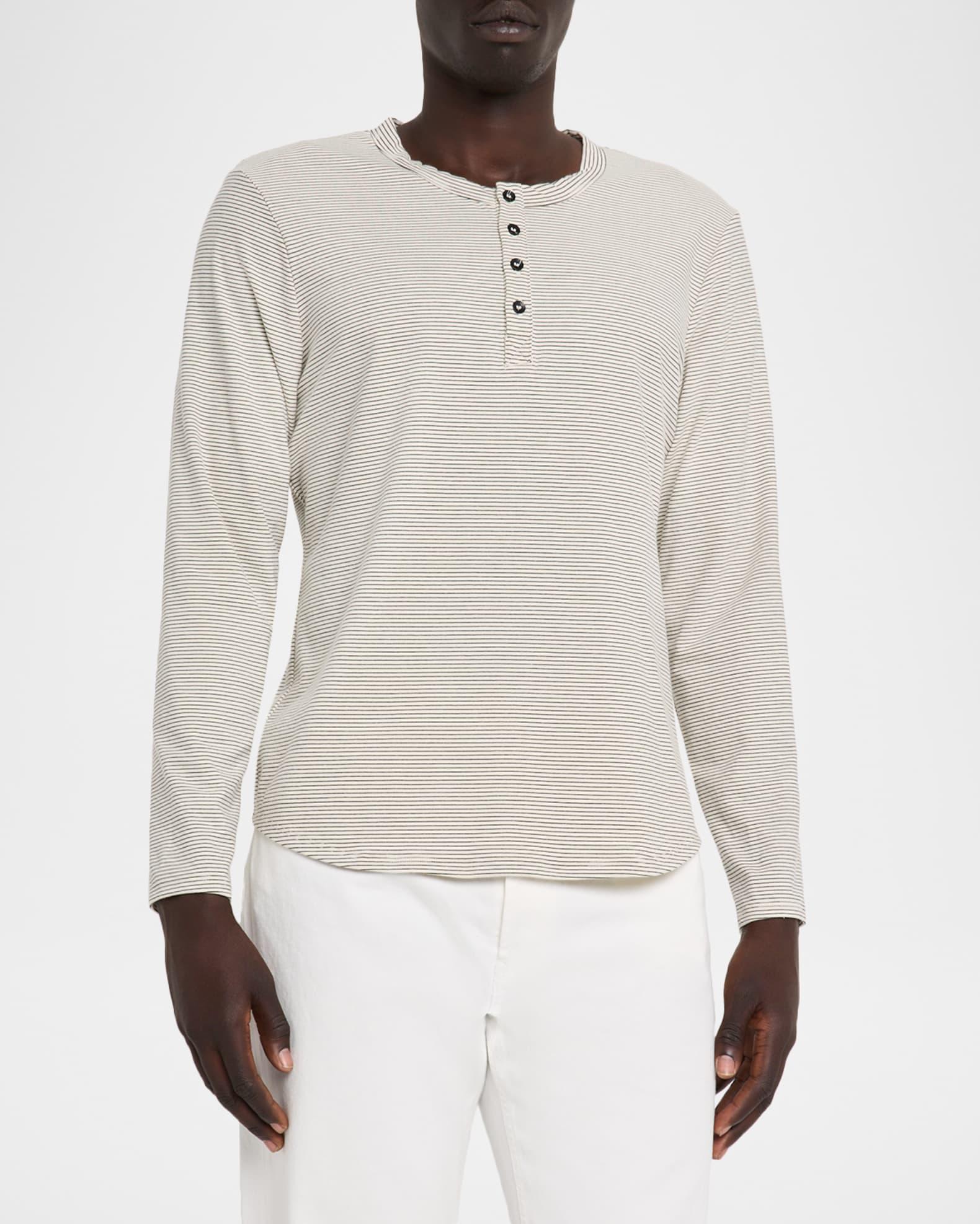 Men's Hairline Stripe Long-Sleeve Henley T-Shirt Product Image