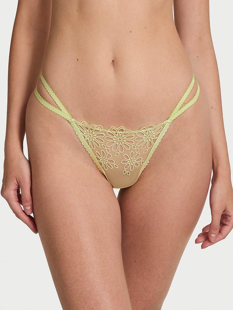Eyelet Mesh Strappy String Thong Panty Product Image