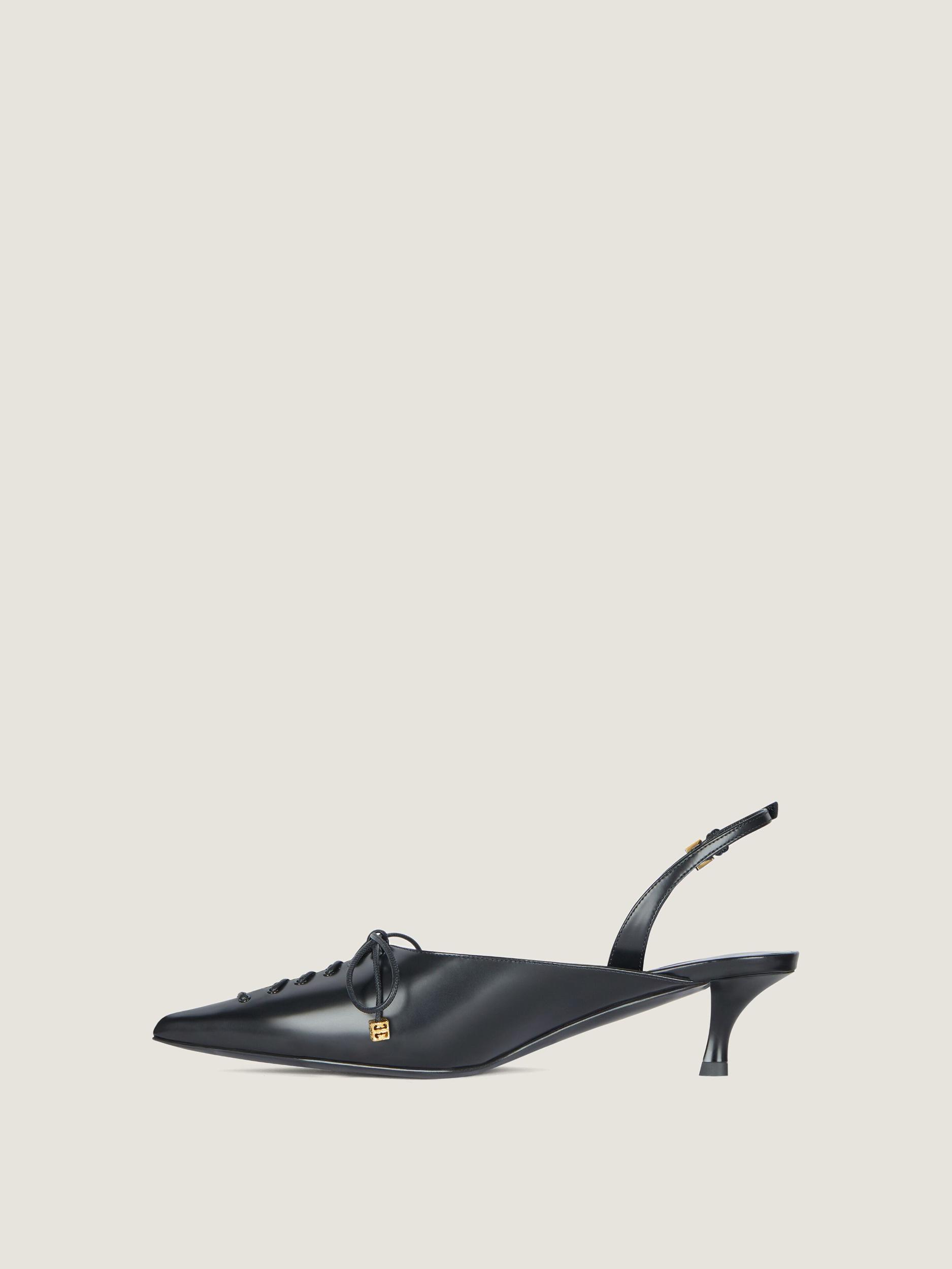 Lace-up slingbacks in leather Product Image