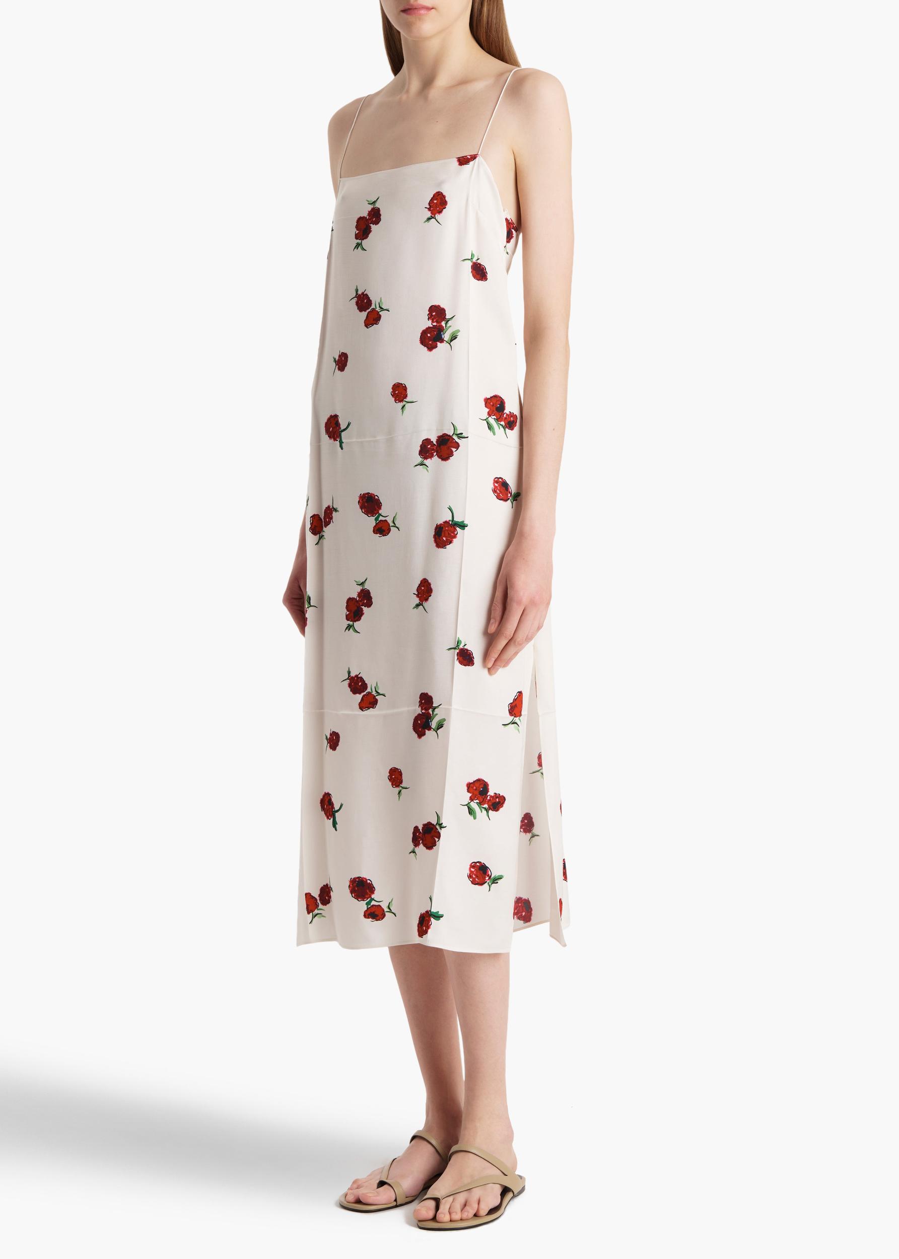 Sicily Dress in Cream with Raspberry Print Product Image