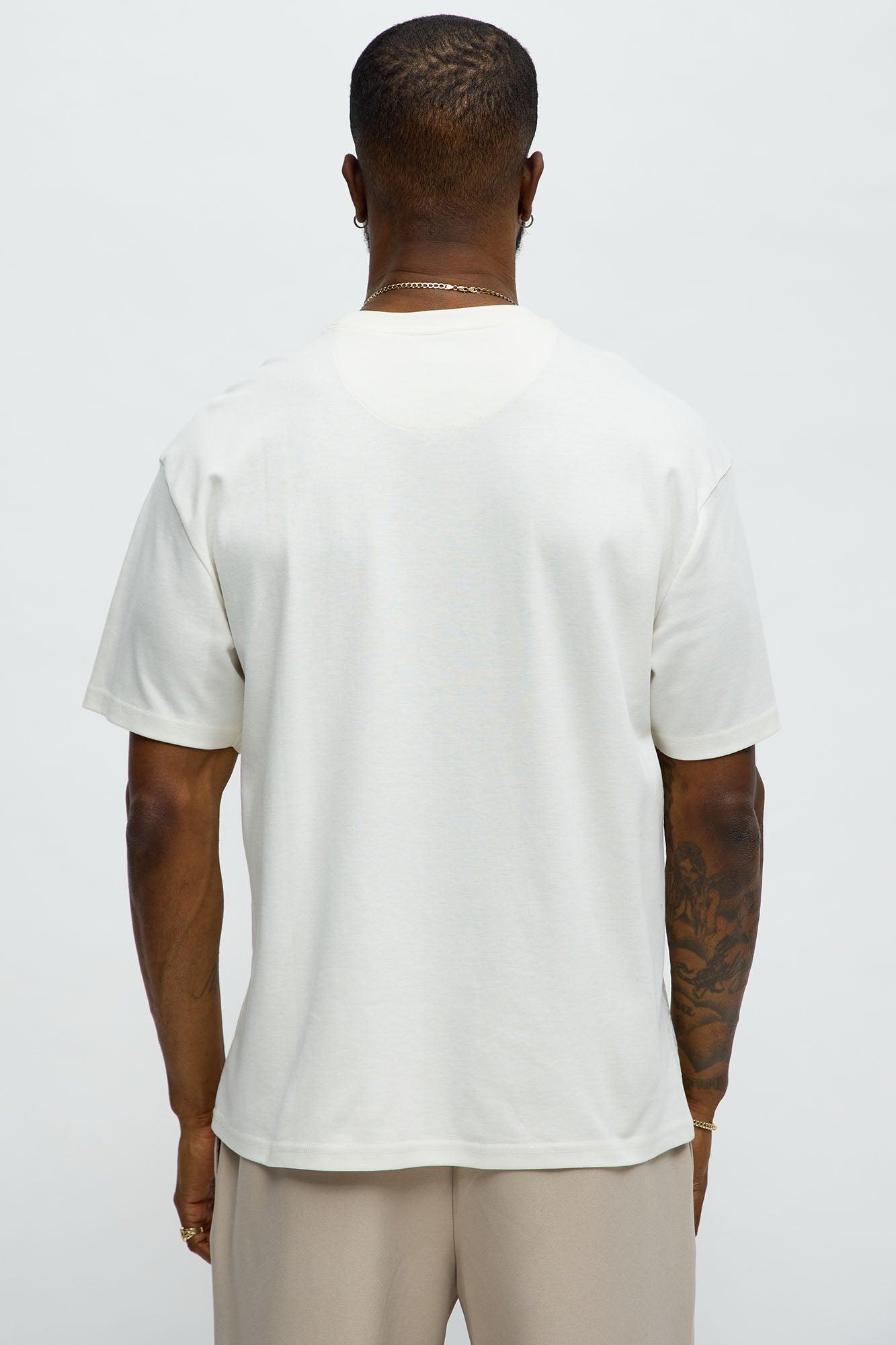 Textured Geometric Short Sleeve Tee - Off White Male Product Image