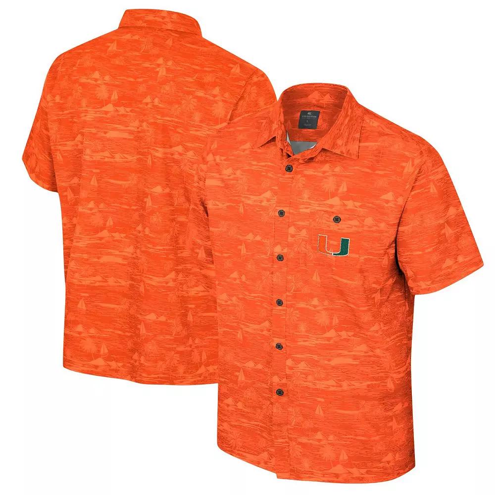 Men's Colosseum Orange Miami Hurricanes Ozark Button-Up Shirt, Size: Large Product Image