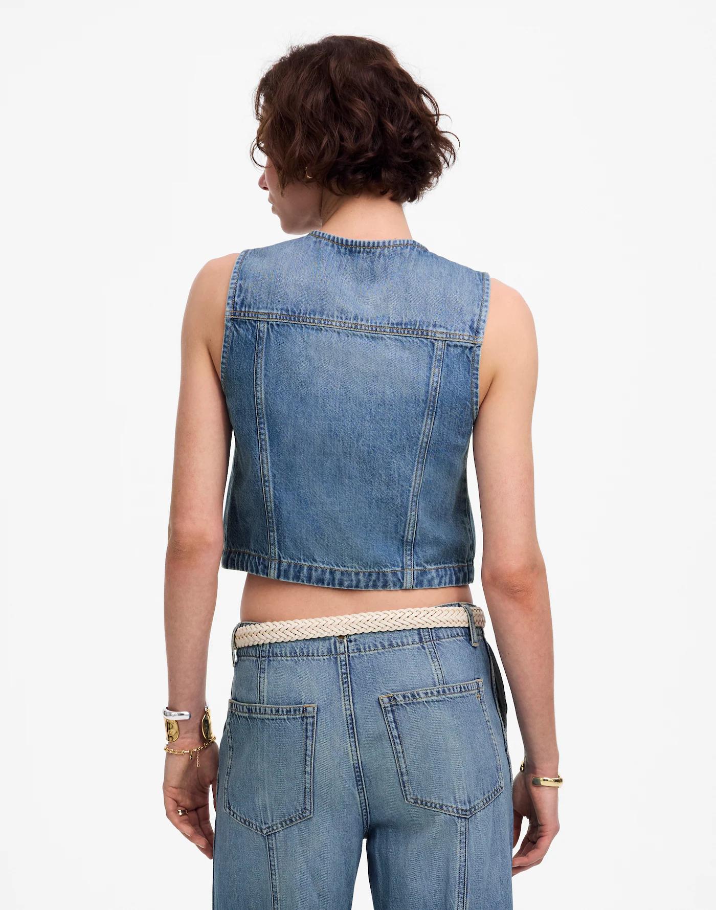 Cropped Denim Vest: Airy Denim Edition Product Image