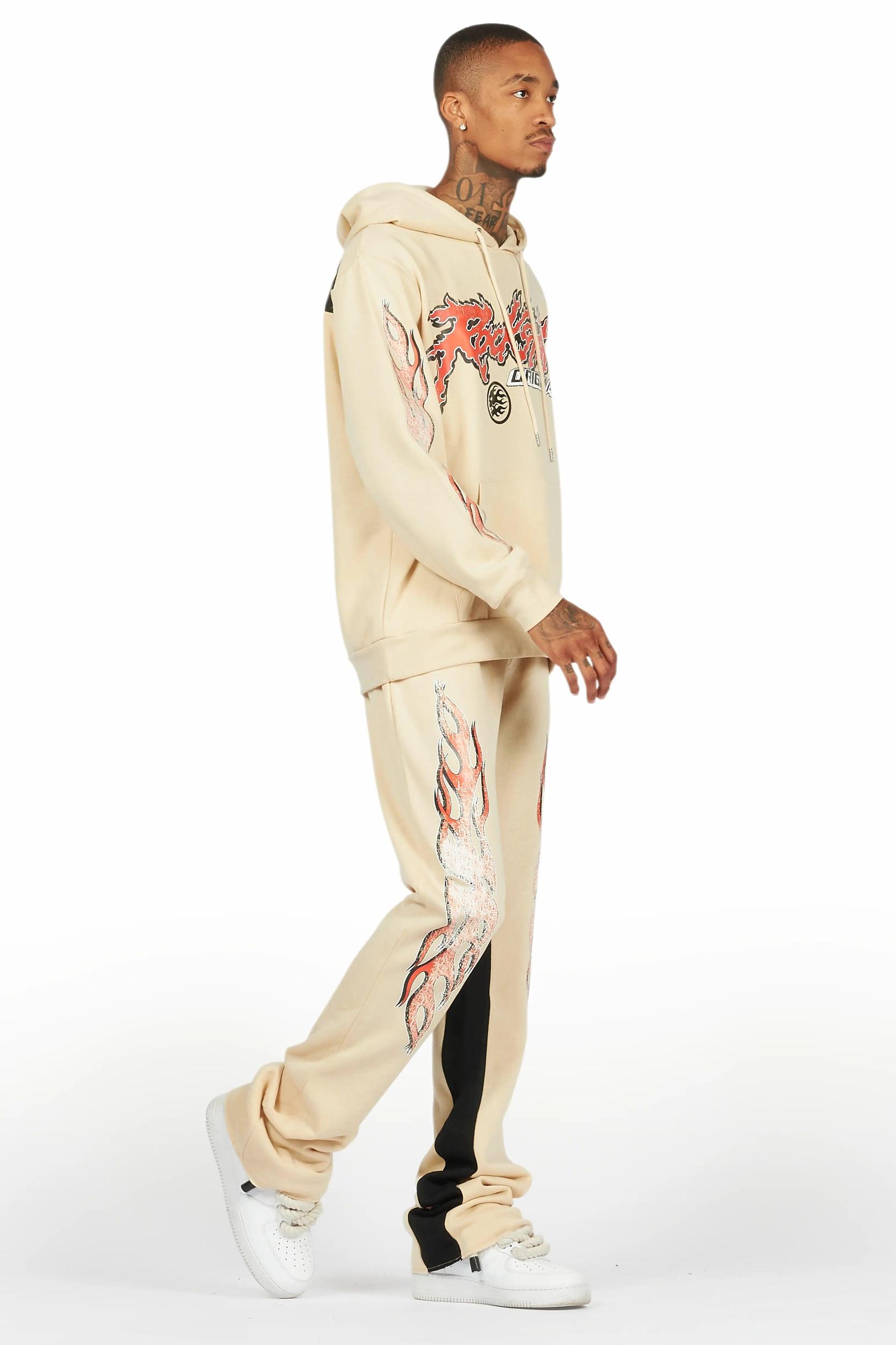 Yash Beige Hoodie Baggy Fit Pant Track Set Male Product Image