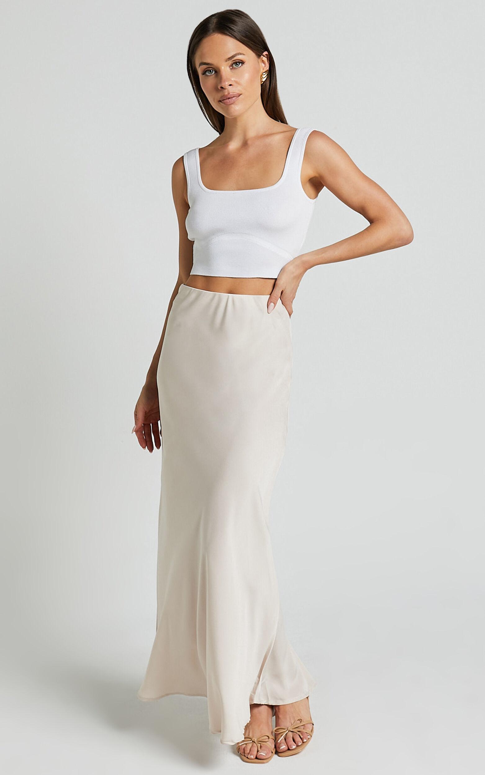 Emlei Top - Square Neck Cropped Knit Top in White Product Image