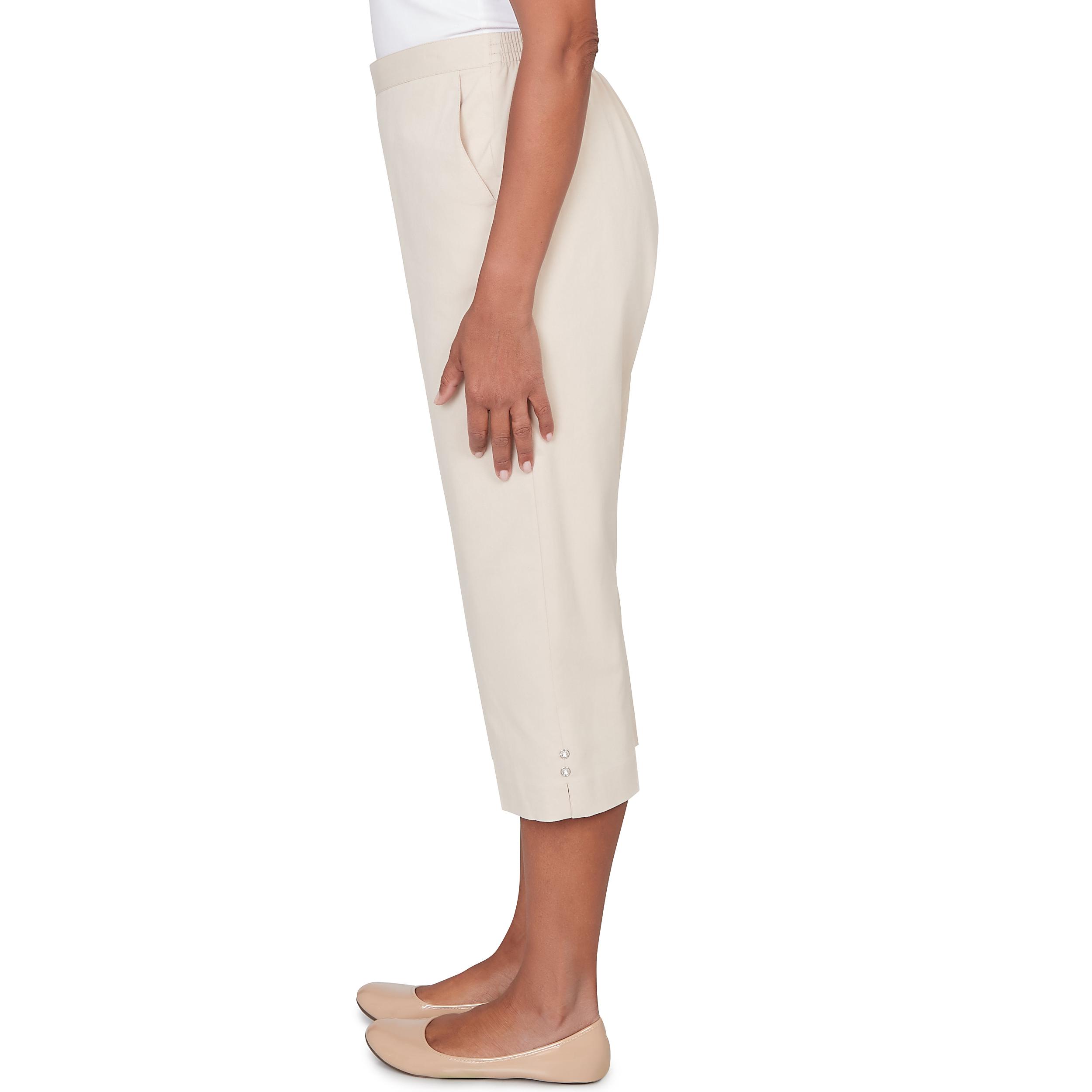 Alfred Dunner Solid Twill Button Hem Capri Pant- Petite Product Image