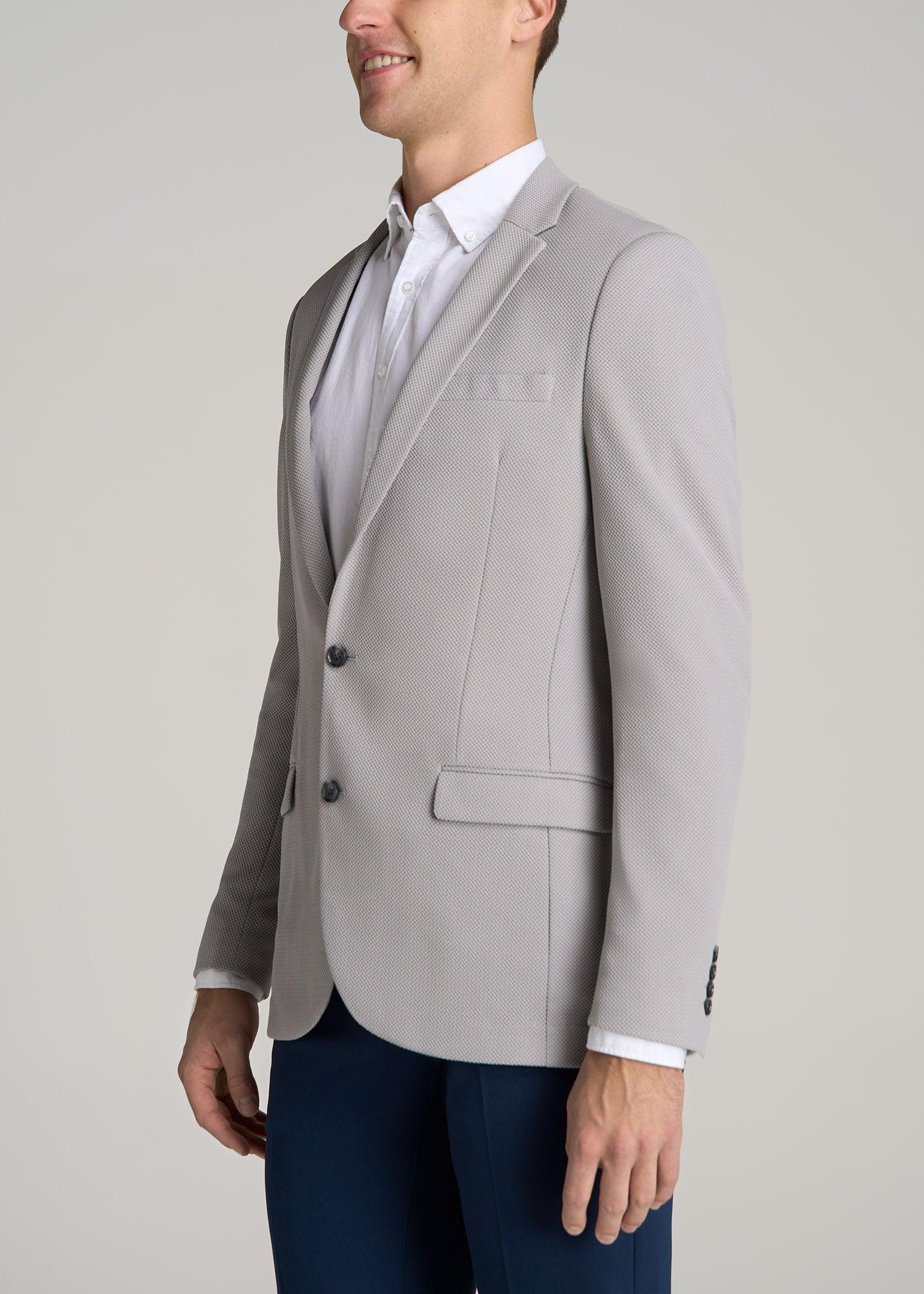 Textured Blazer for Tall Men in Soft Grey Male Product Image