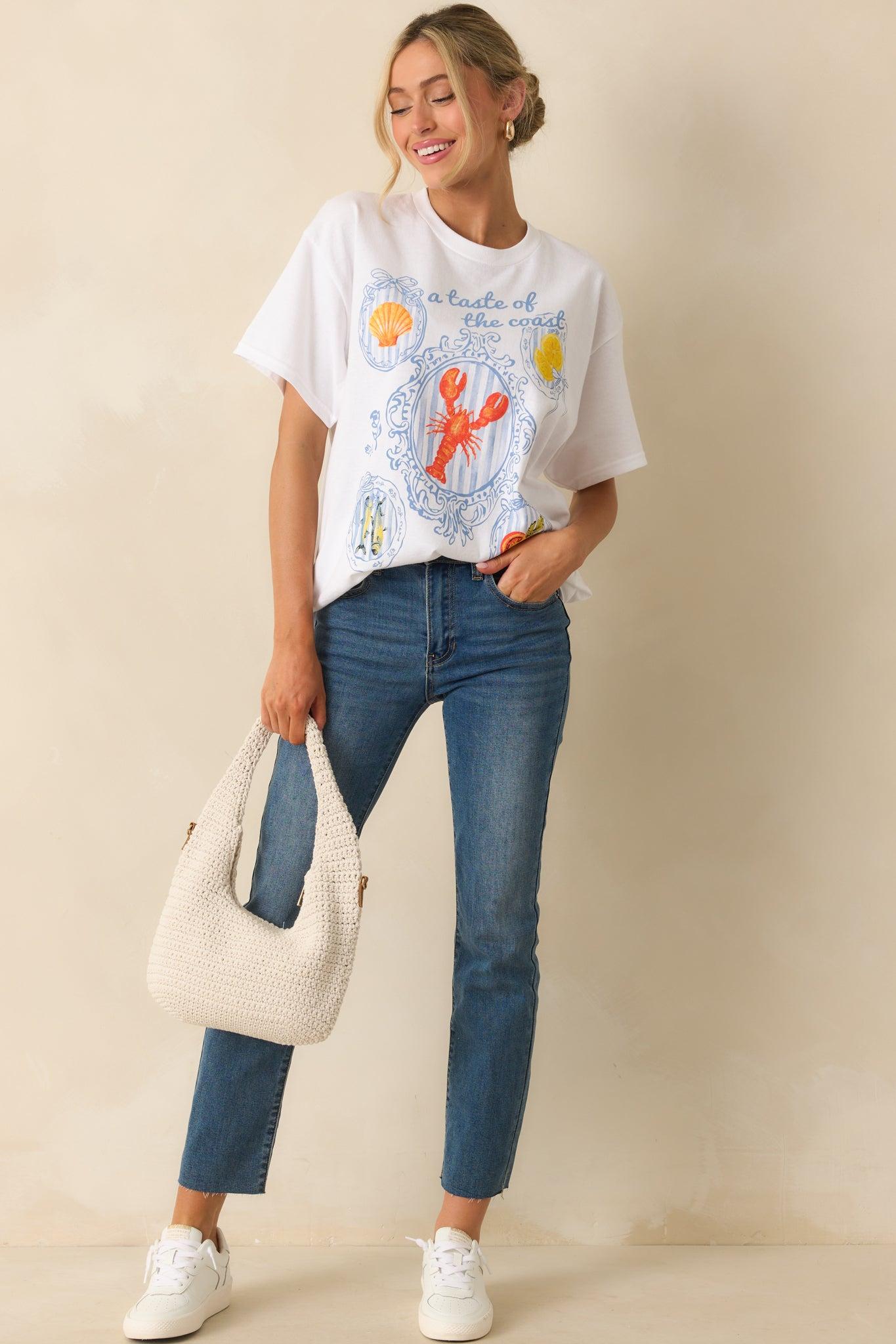 A Taste Of The Coast White Cotton Coastal Graphic Tee Product Image