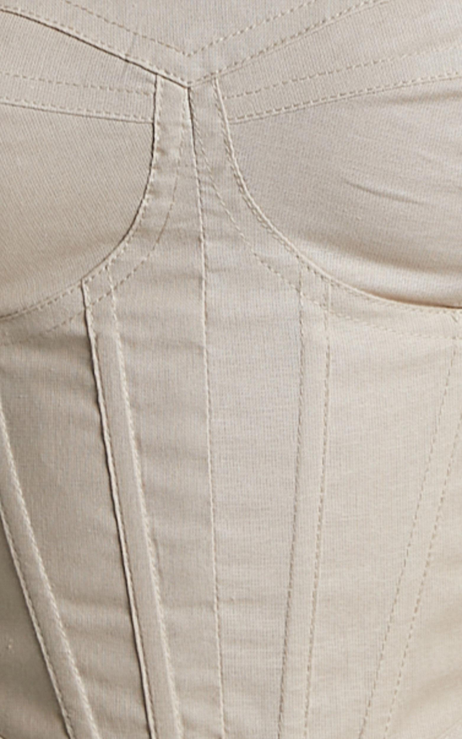 Estella Top - Puff Sleeve Corset Bustier Top in Sand Product Image