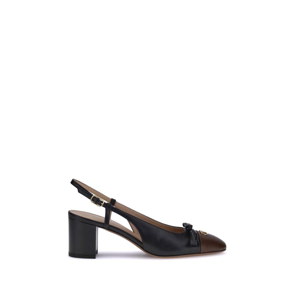 VALENTINO GARAVANI Vlogo 65 Tasseled Two-tone Leather Slingback Pumps In Black Product Image