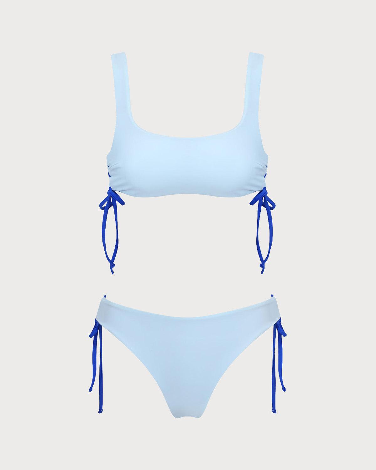 Blue Reversible Tie Bikini Set Product Image