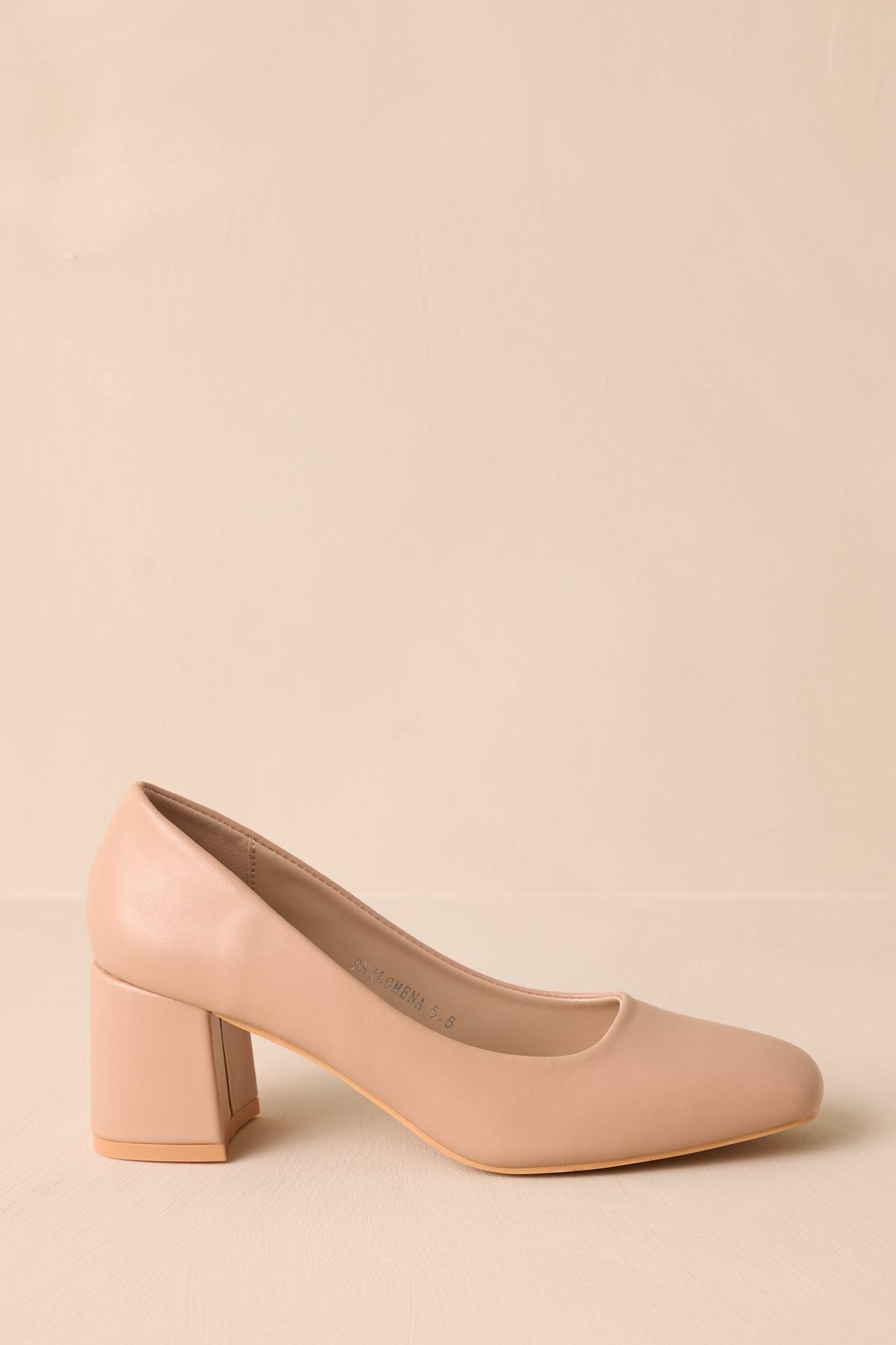 Timeless Elegance Beige Block Heels Product Image