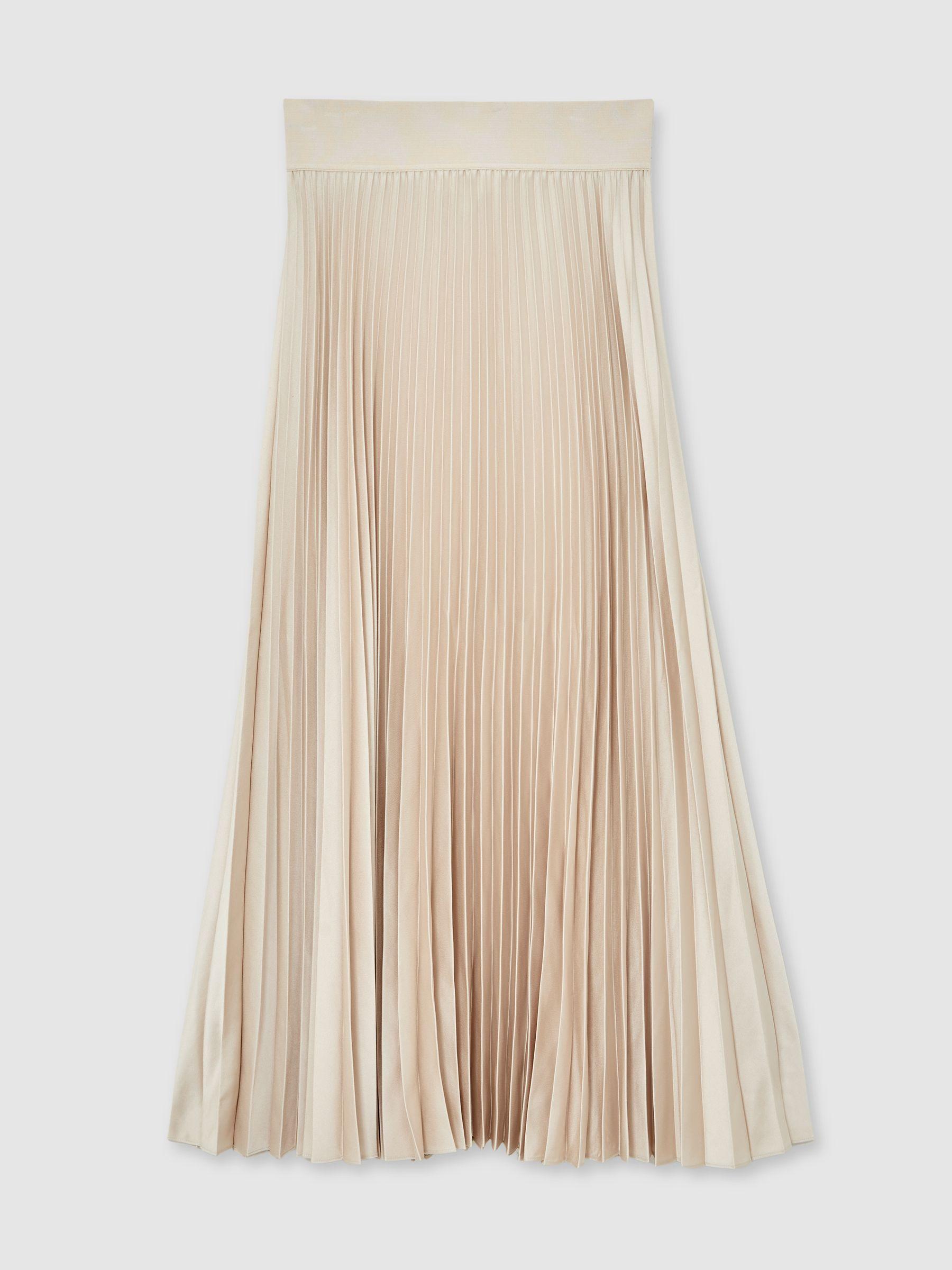 Pleated Midi Skirt in Champagne Neutral Product Image
