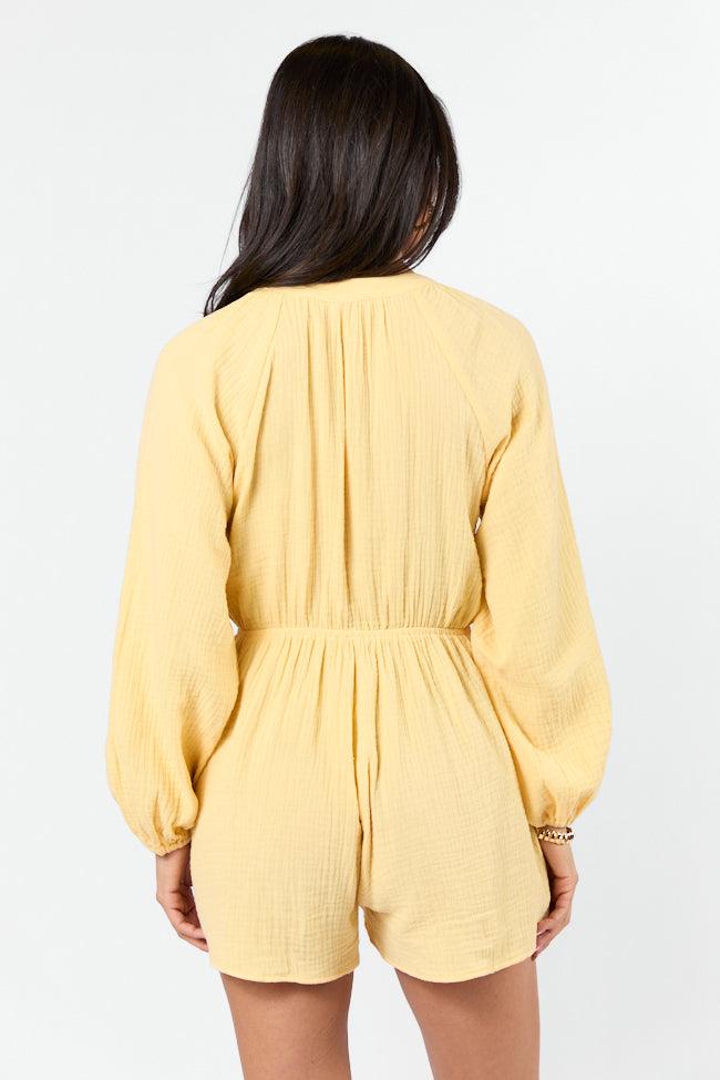 Endless Sunshine Yellow Tie Front Long Sleeve Romper FINAL SALE Product Image