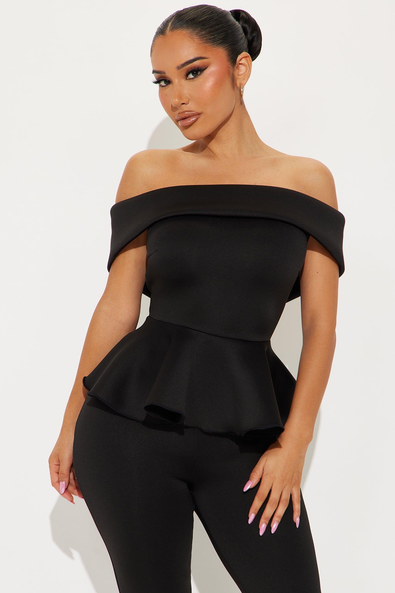 My Pretty Peplum Pant Set - Black Product Image