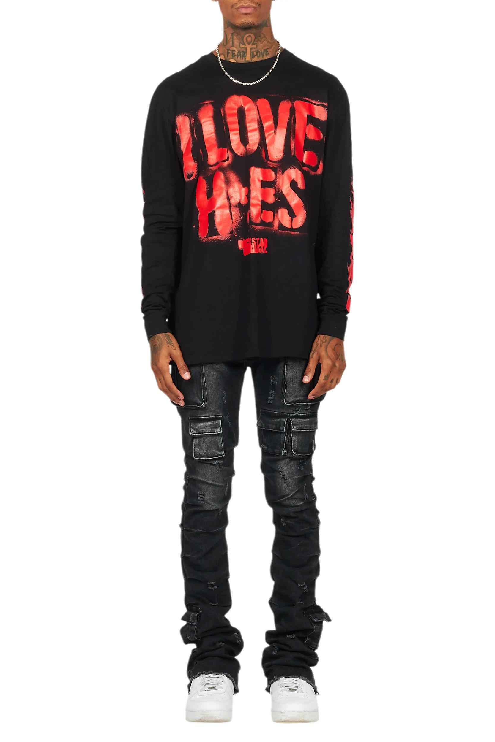 Gentry Dark Grey Wash Stacked Flare Jean Male Product Image