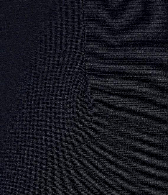 Le Bos Stretch Sequin Lace Mesh Crew Neck 3/4 Illusion Sleeves Back Slit Column Dress Product Image