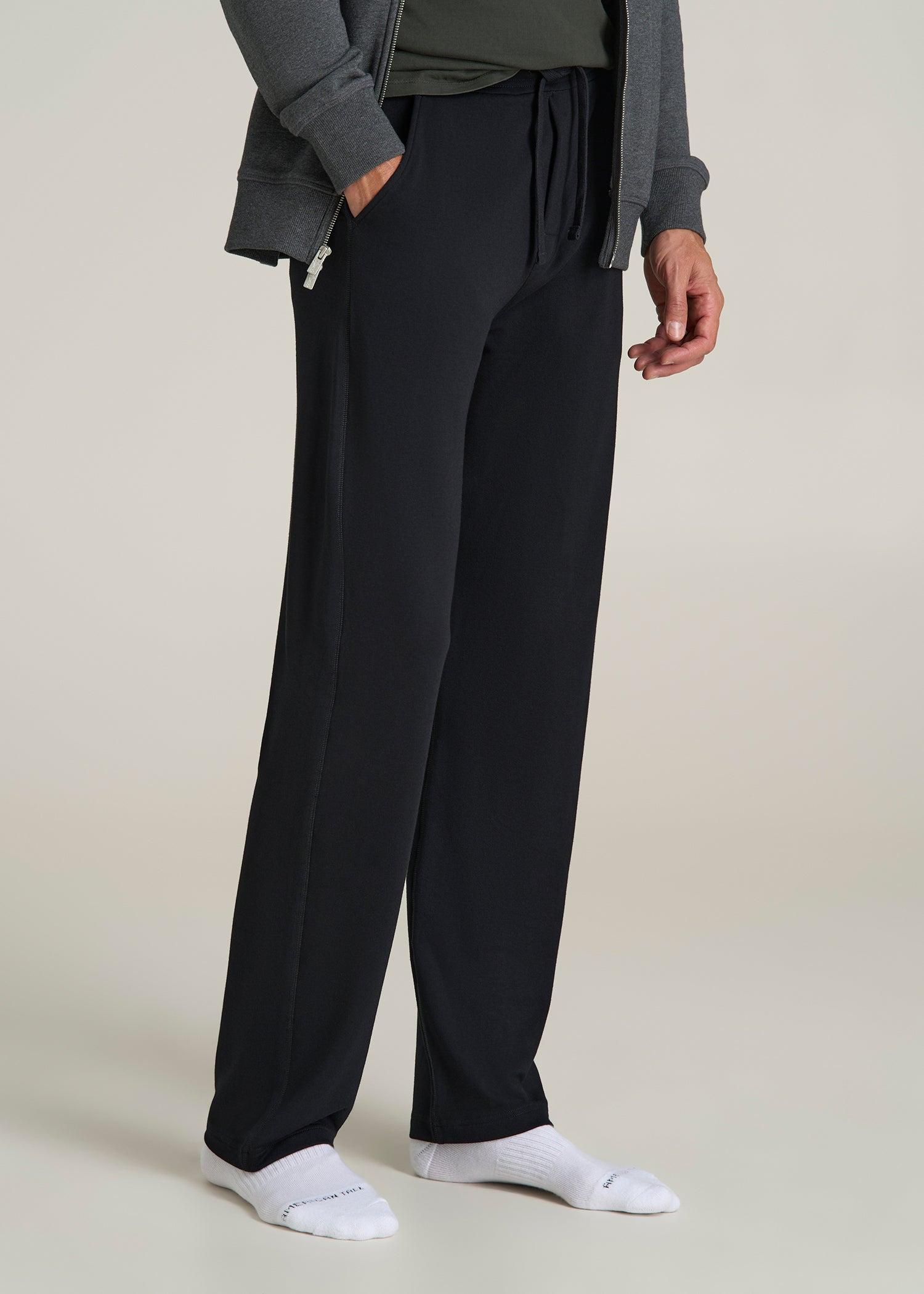 Open-Bottom Pajama Pants for Tall Men in Black Male Product Image