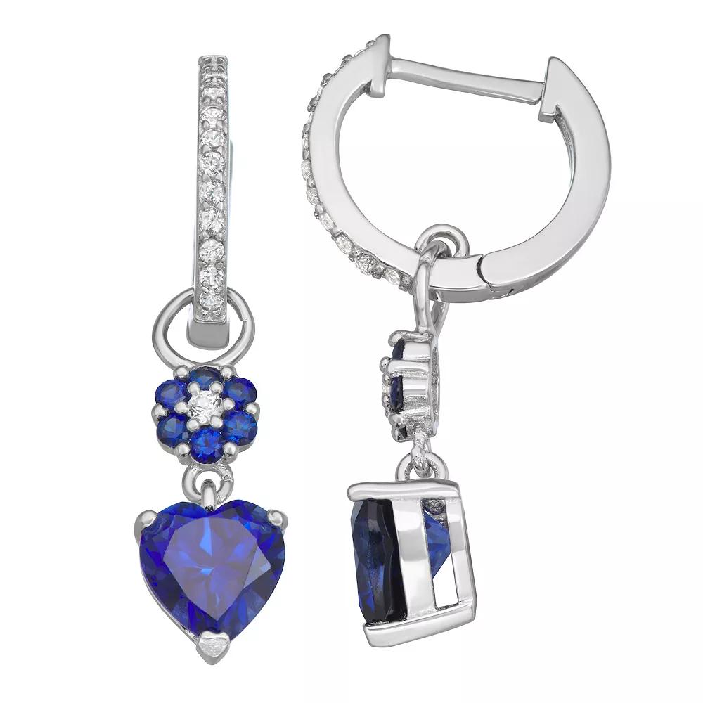 Sterling Silver Lab-Created Blue & White Sapphire Dangle Earrings, Women's Product Image