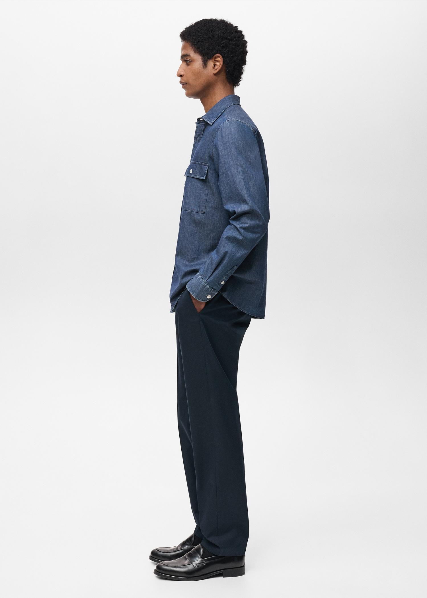 100% cotton chambray shirt - Men | MANGO USA Product Image