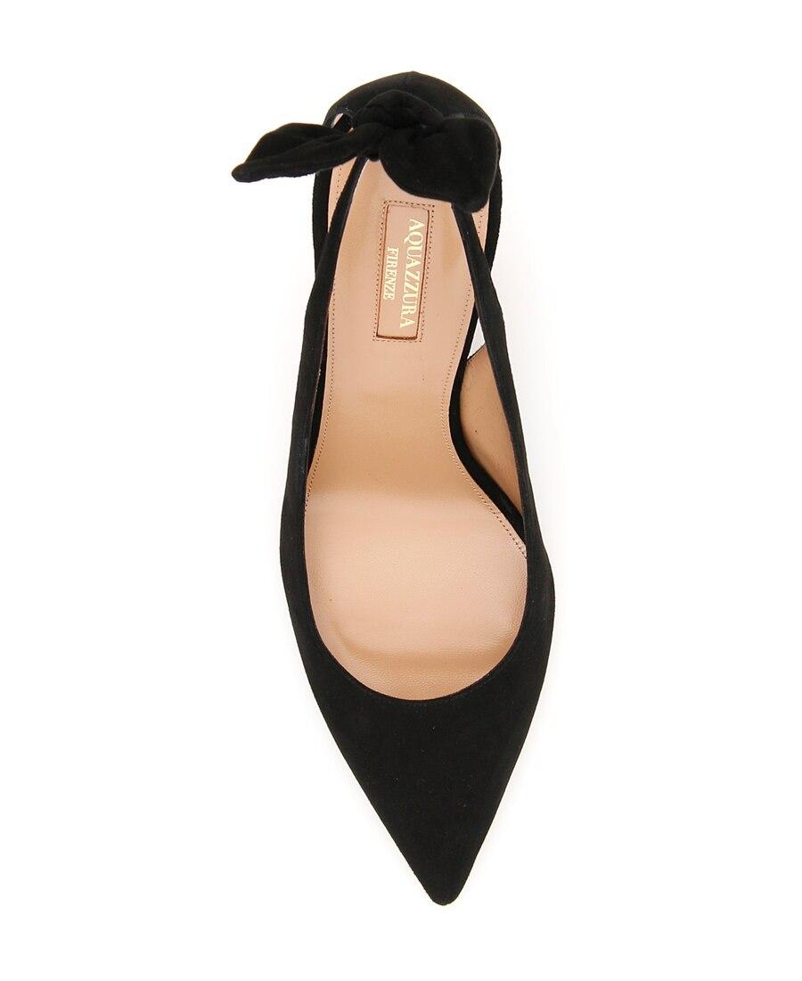 AQUAZZURA Bow Tie 85 Suede Pumps In Black Product Image