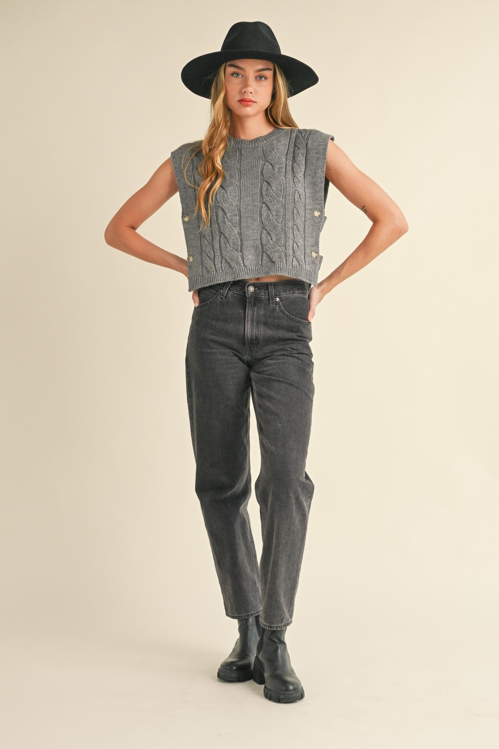 Cable Knit Open Side Vest Product Image