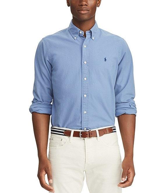 Polo Ralph Lauren Big & Tall Solid Garment-Dye Oxford Long Sleeve Woven Shirt Product Image