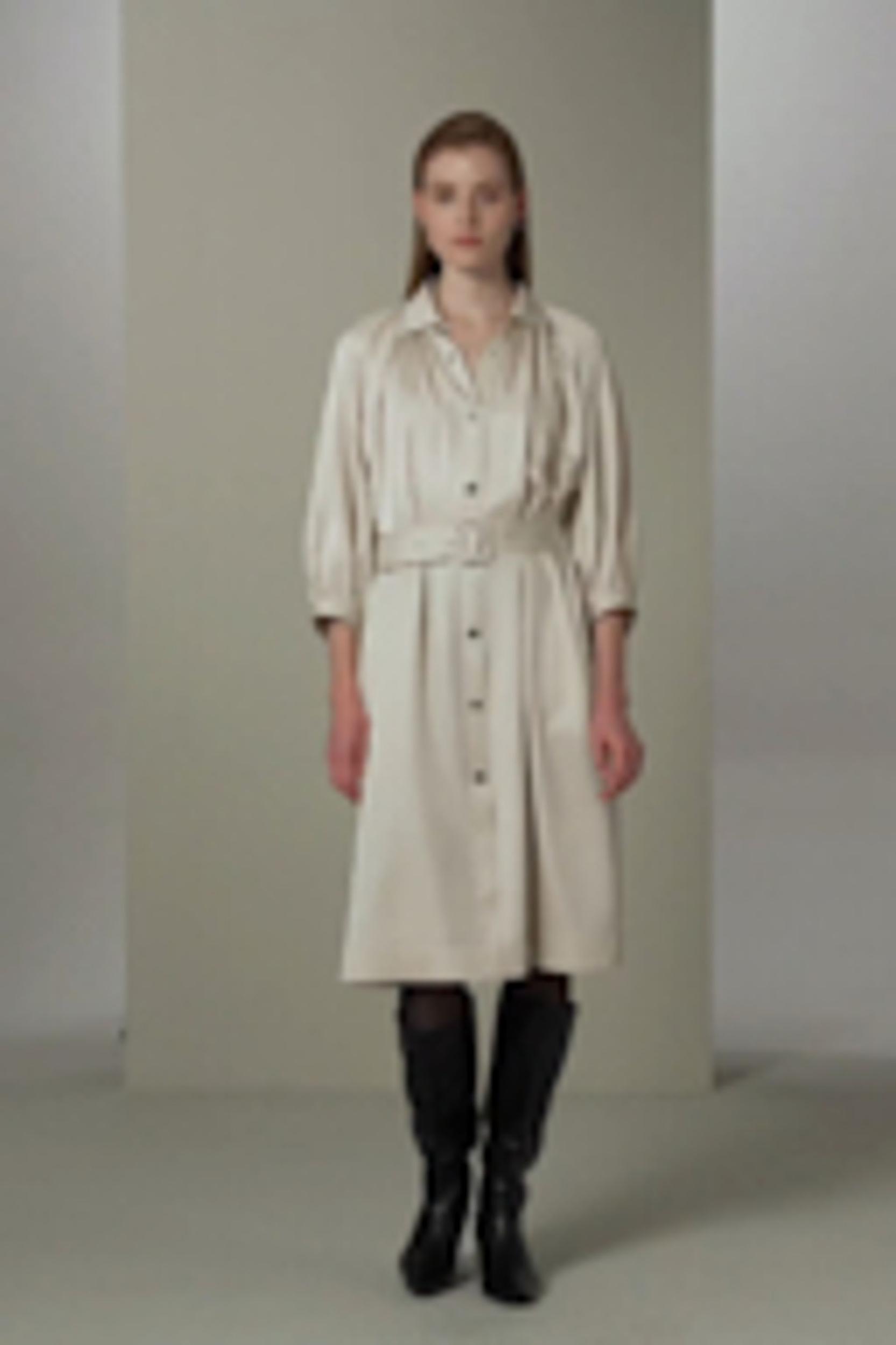Belted Silk-Wool Windbreaker Dress Product Image