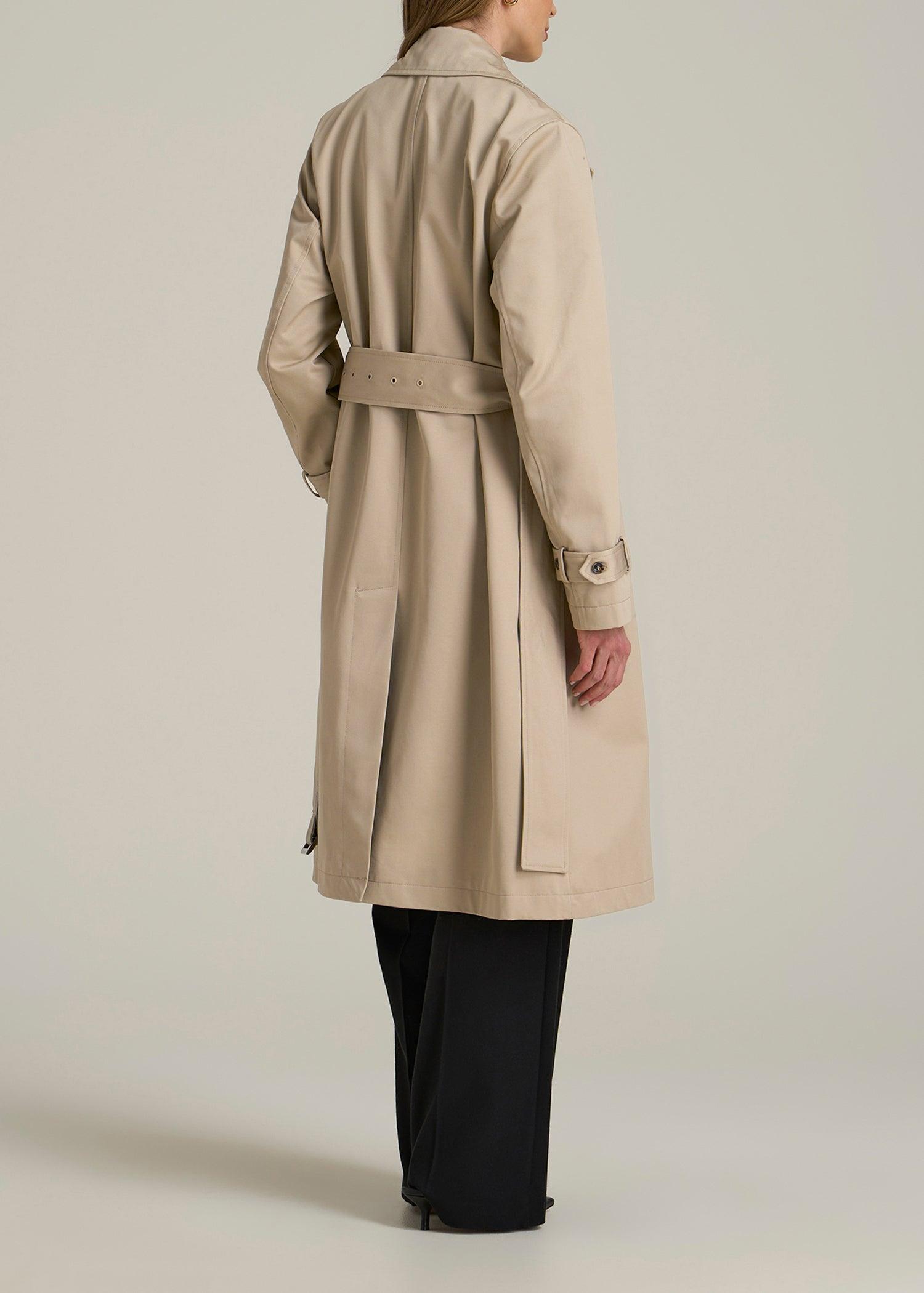 Minimalist Trench Coat for Tall Men in Light Khaki Male Product Image