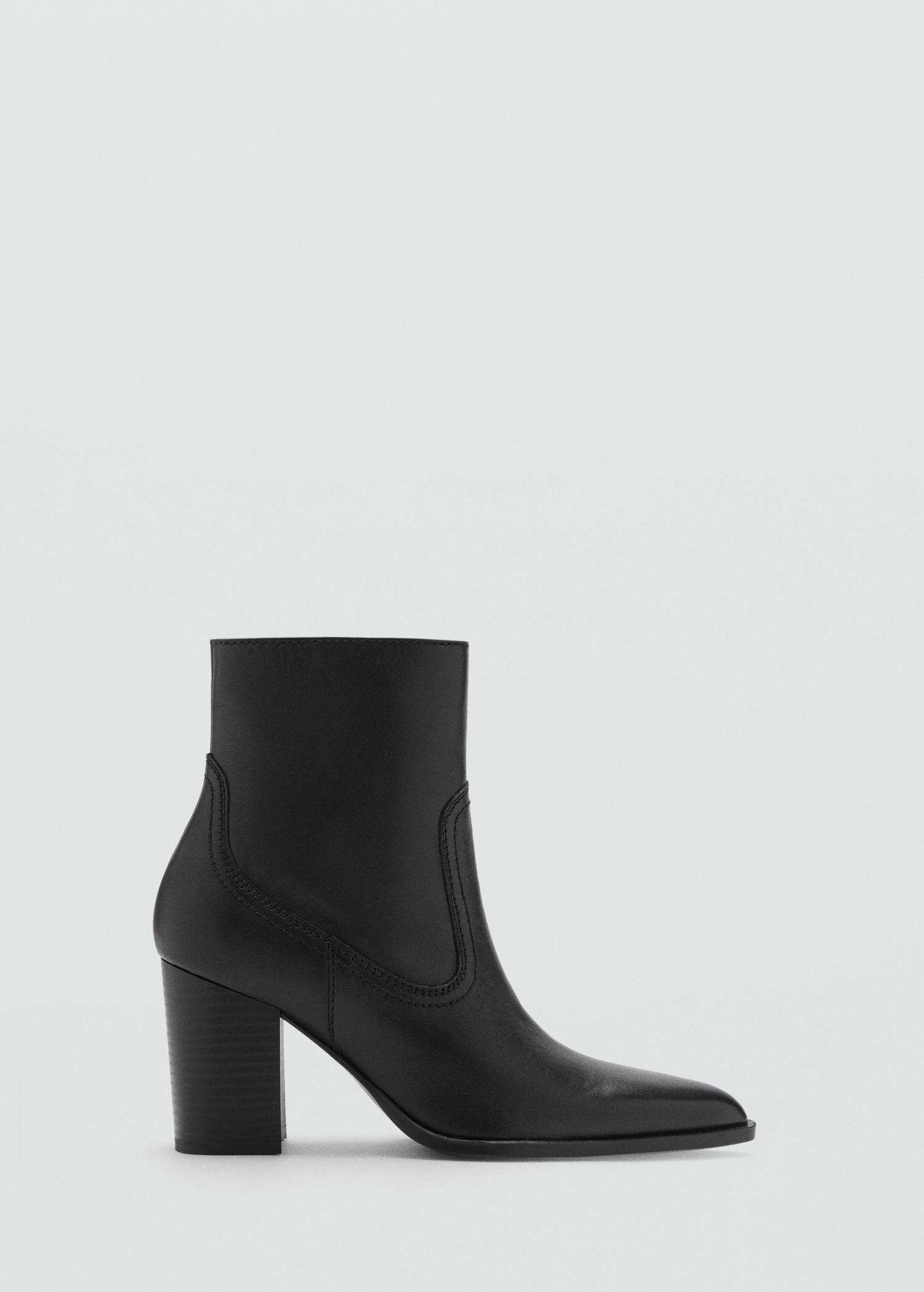 Leather pointed ankle boots - Women | MANGO USA Product Image