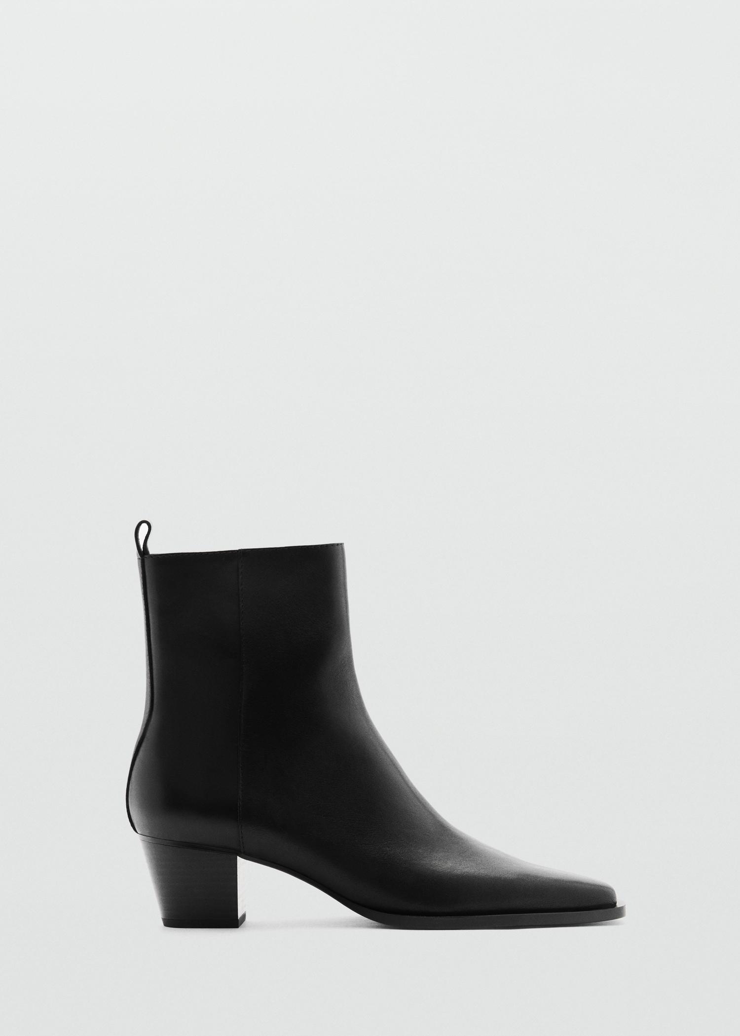 Leather ankle boots with block heel - Women | MANGO USA Product Image