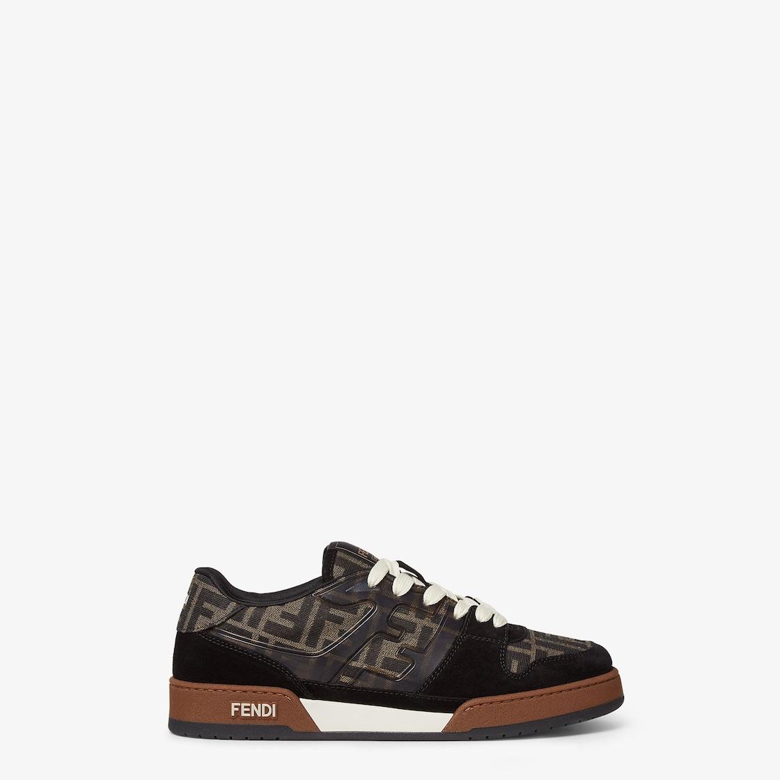 Fendi Match SneakersBrown FF jacquard and black suede fabric low-tops Product Image