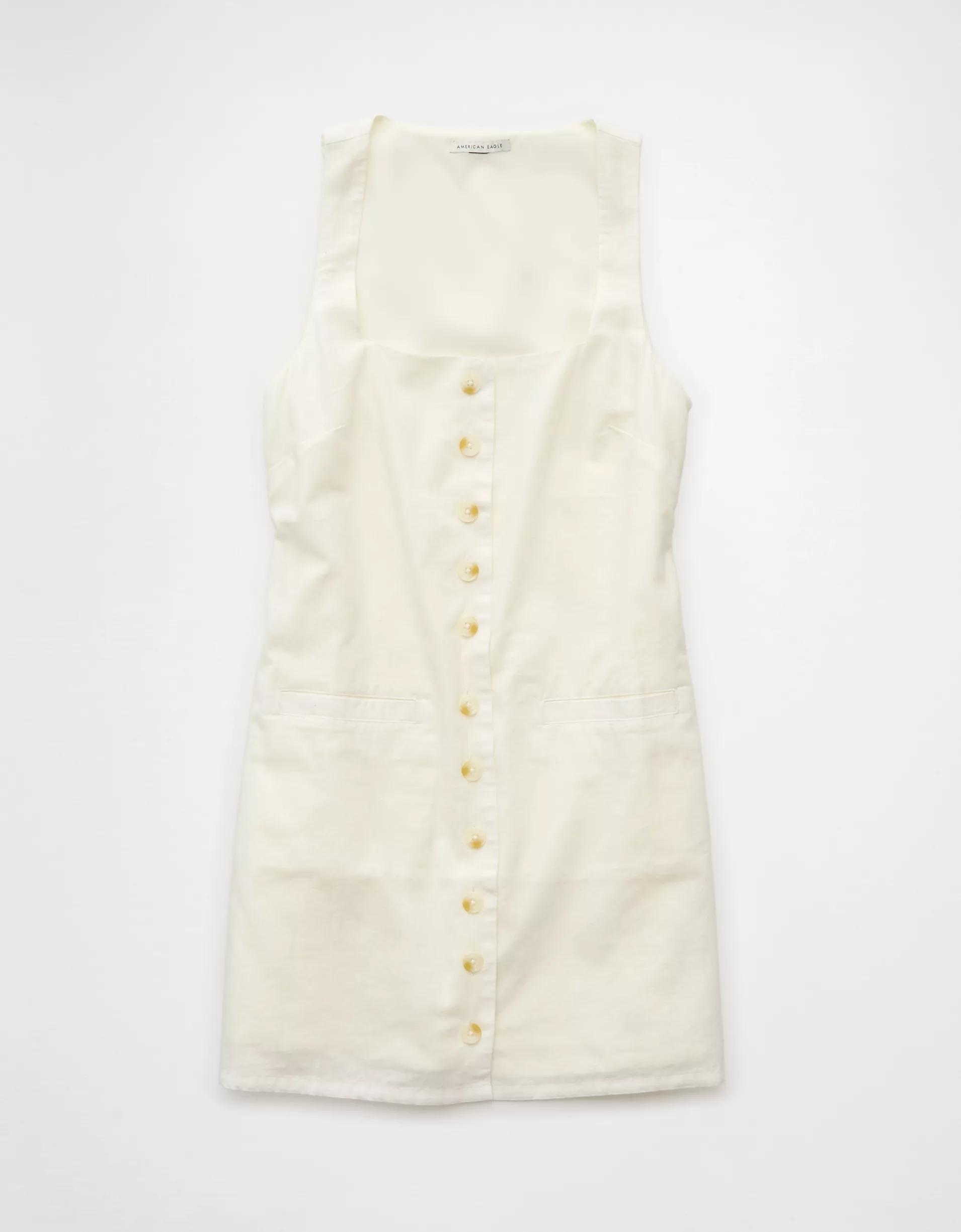 AE Square Neck Button-Up Mini Dress Product Image