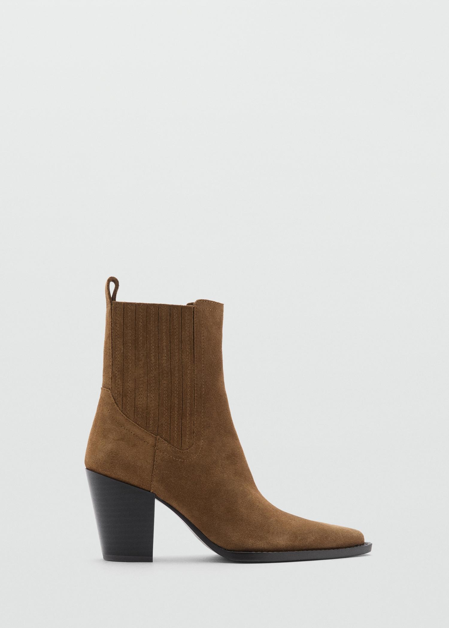 Suede block-heel boots - Women | MANGO USA Product Image