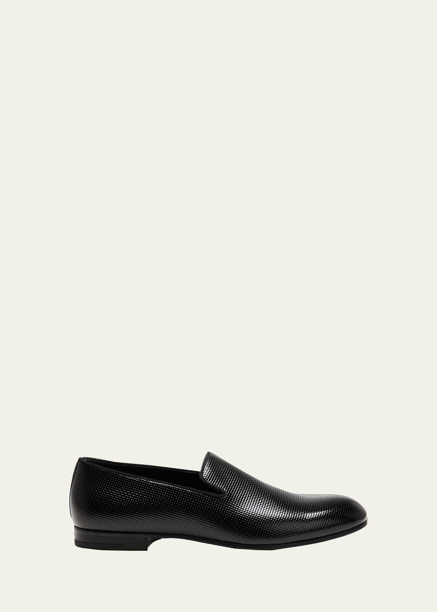 Men's Textured Leather Formal Loafers Product Image