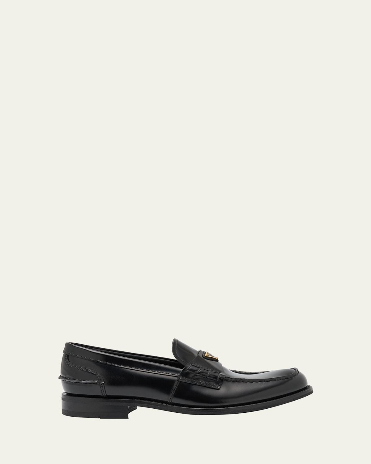 Mens Brushed Leather Loafers Product Image