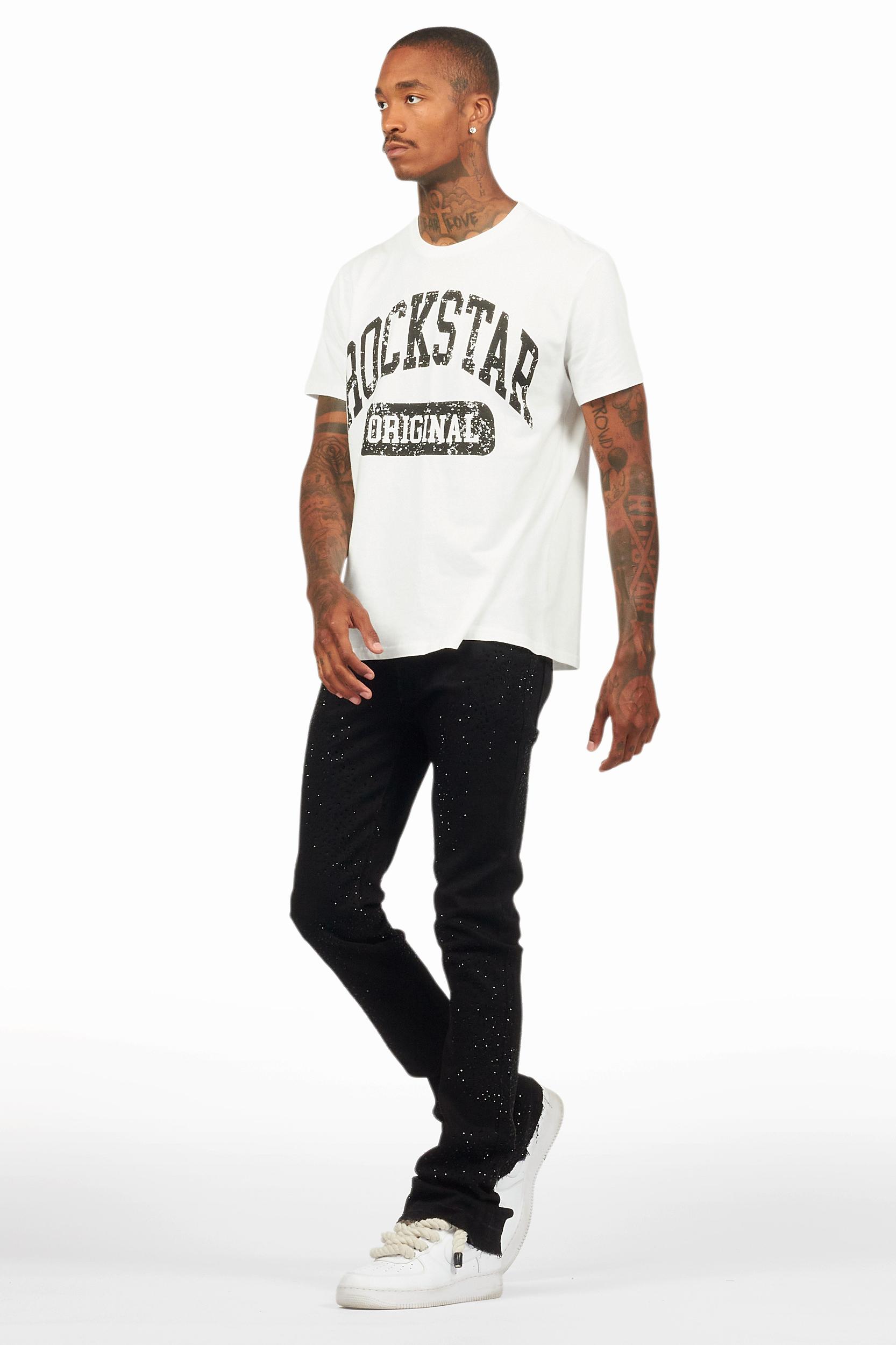 Carti Black Rhinestone Stacked Flare Jean Male Product Image