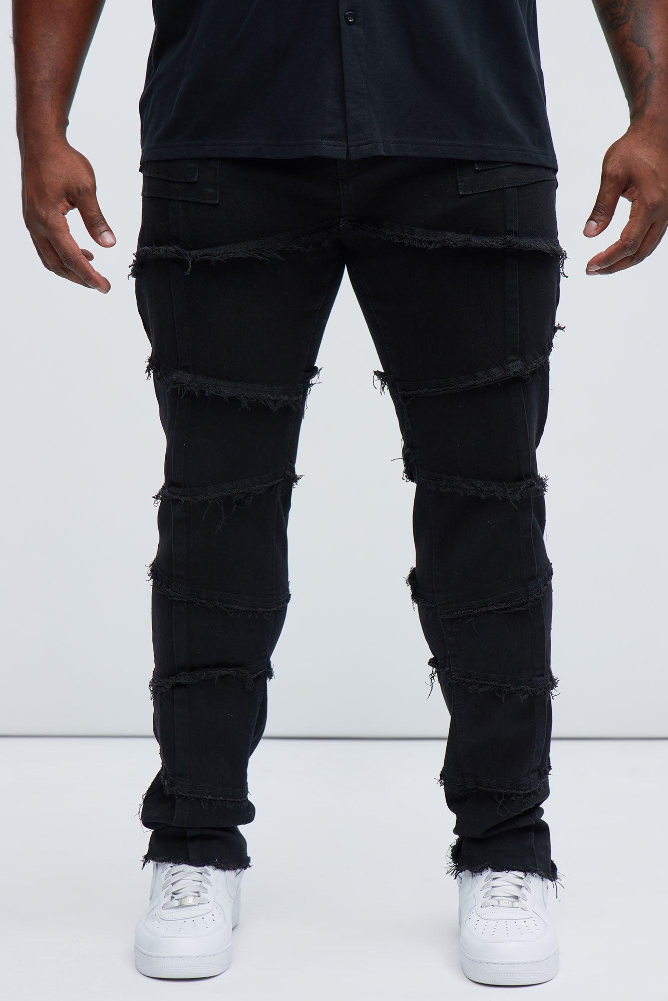 Get Me More Fray Panel Straight Jeans - Black Product Image