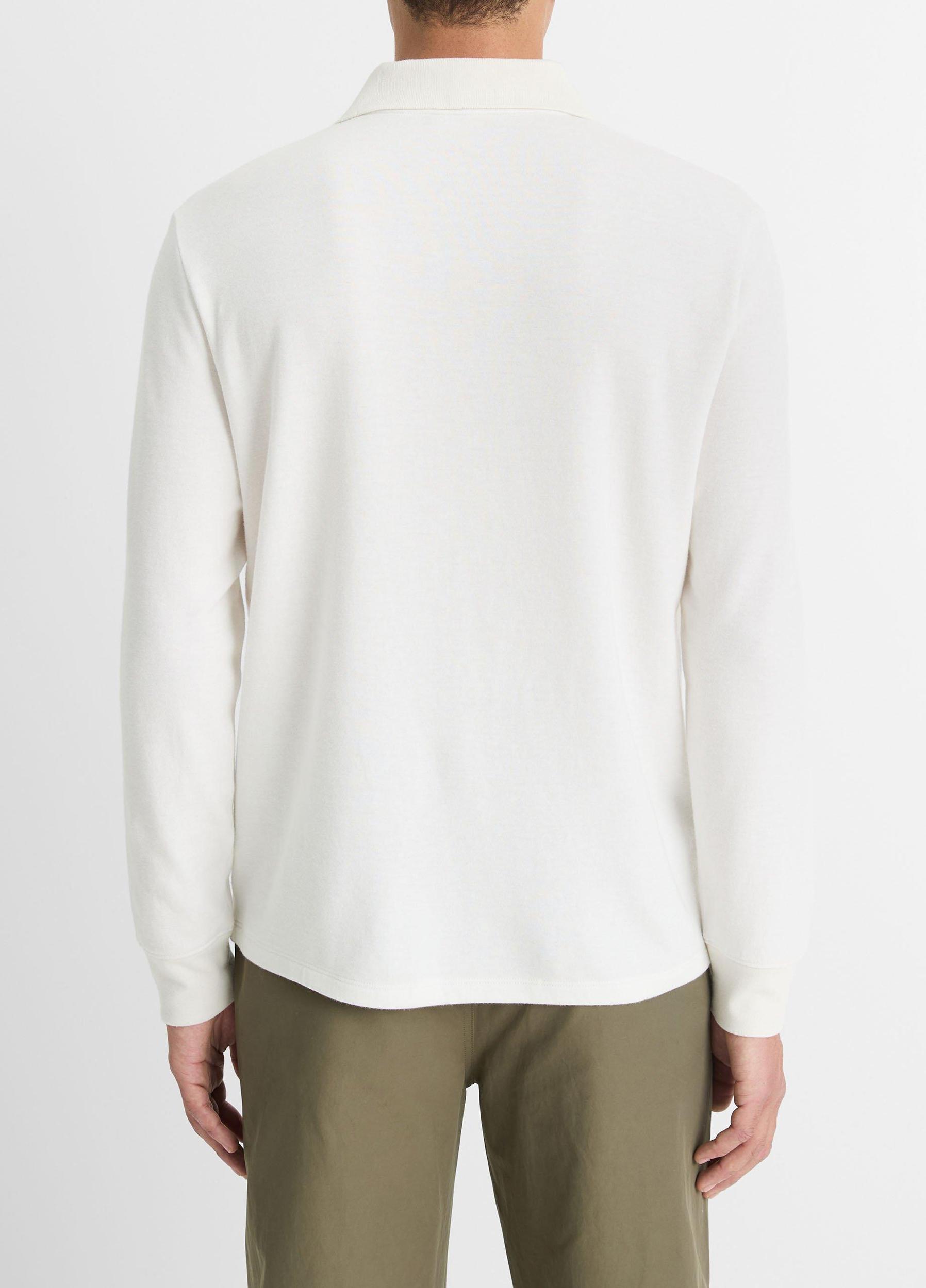 Double-Face Cotton-Blend Long-Sleeve Polo Shirt Product Image