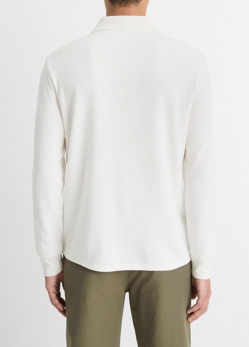 Double-Face Cotton-Blend Long-Sleeve Polo Shirt Product Image