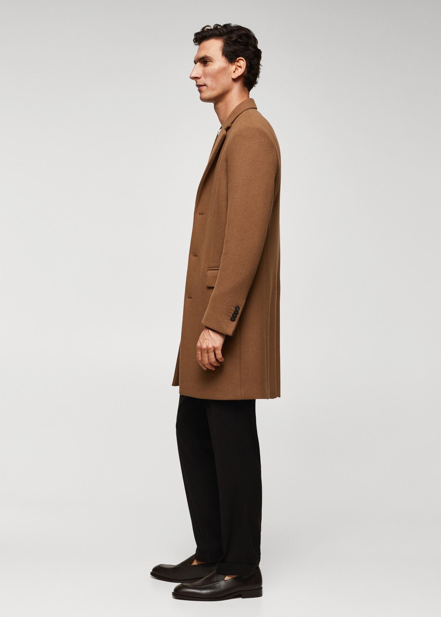 Long recycled wool coat - Men | MANGO USA Product Image