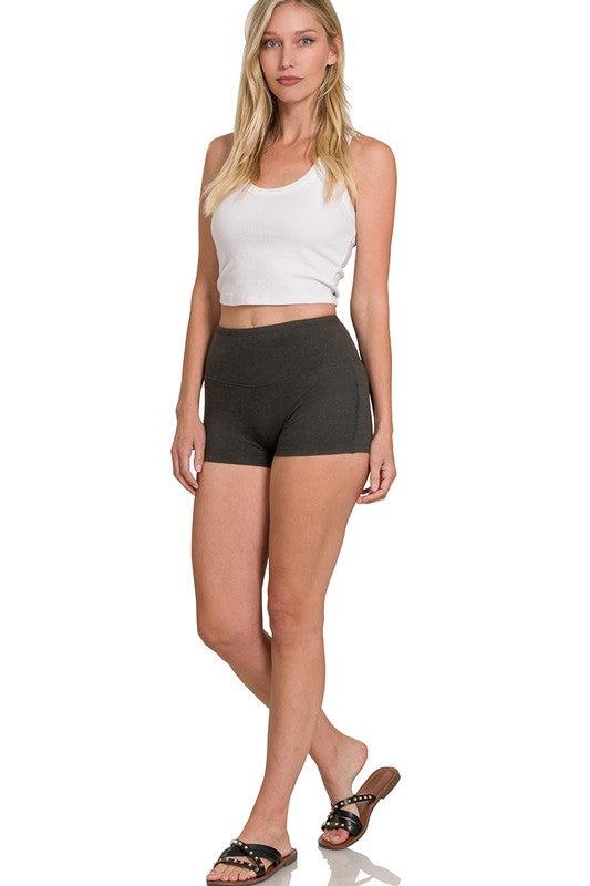 Leanna Microfiber Wide Waistband Biker Shorts Product Image