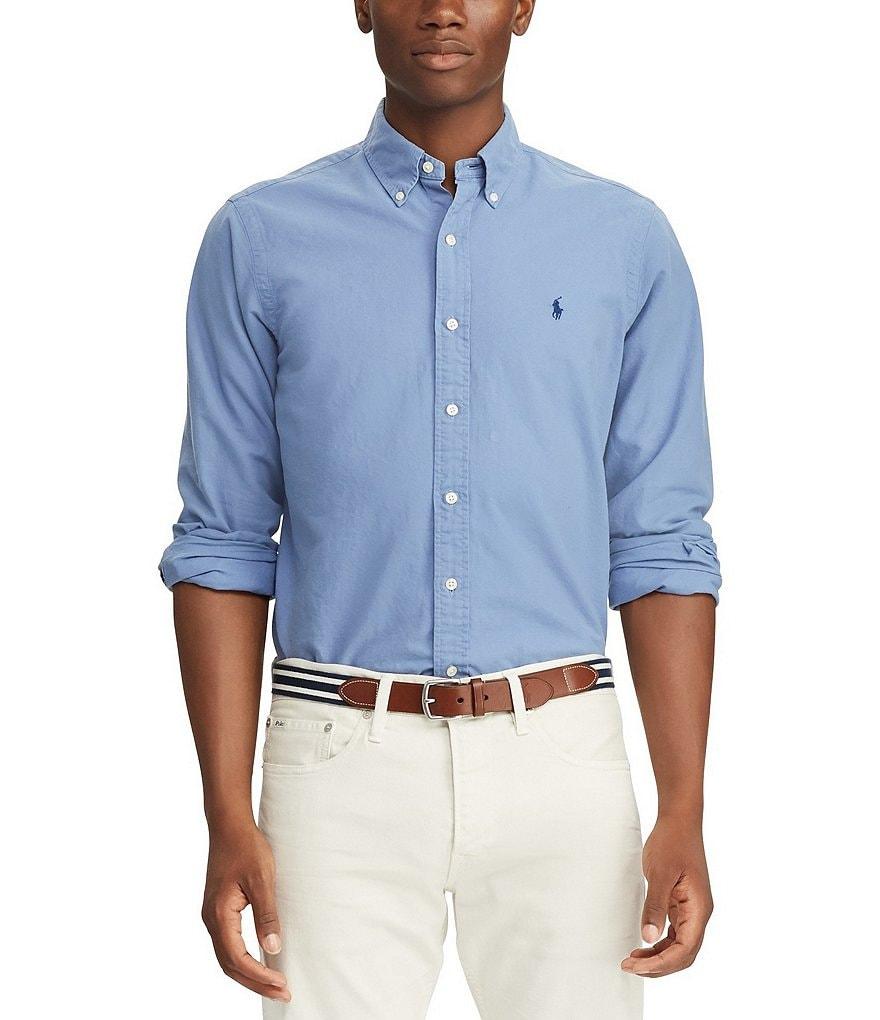 Polo Ralph Lauren Solid Garment-Dye Oxford Classic Fit Long Sleeve Woven Shirt Product Image