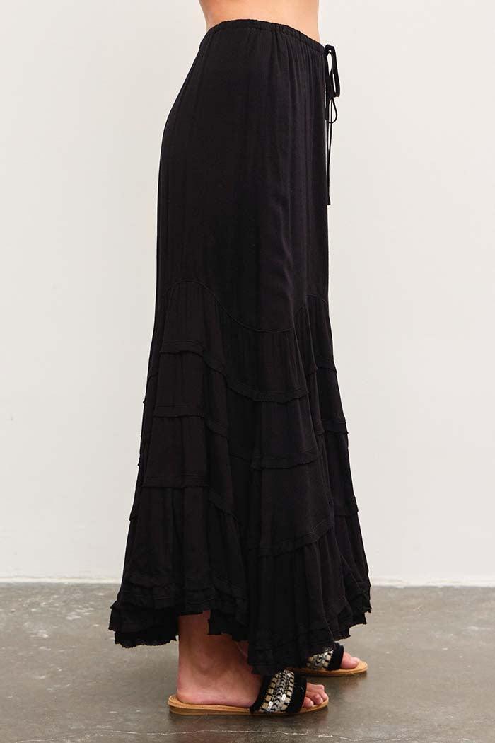 Tie Front Wave Tiered Skirt Product Image